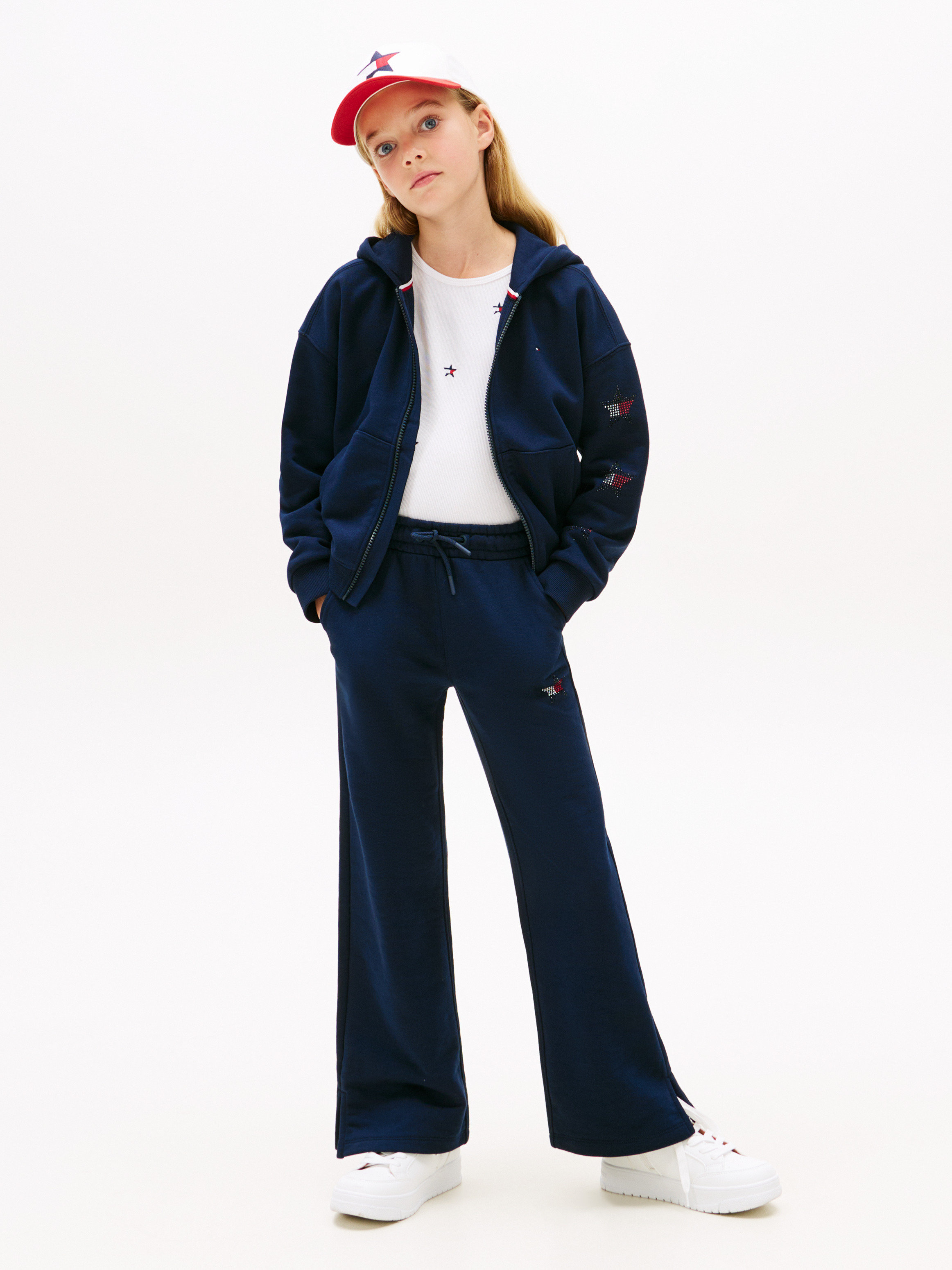 Diamanté Star Flag Wide Leg Joggers