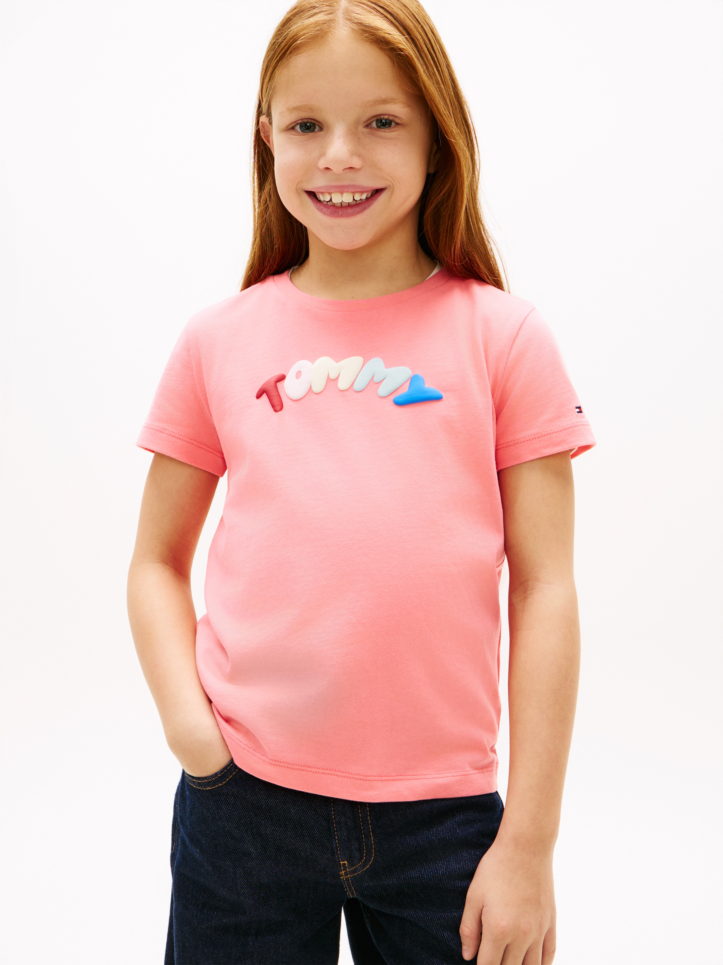 Textured Logo Jersey Crew Neck T-Shirt