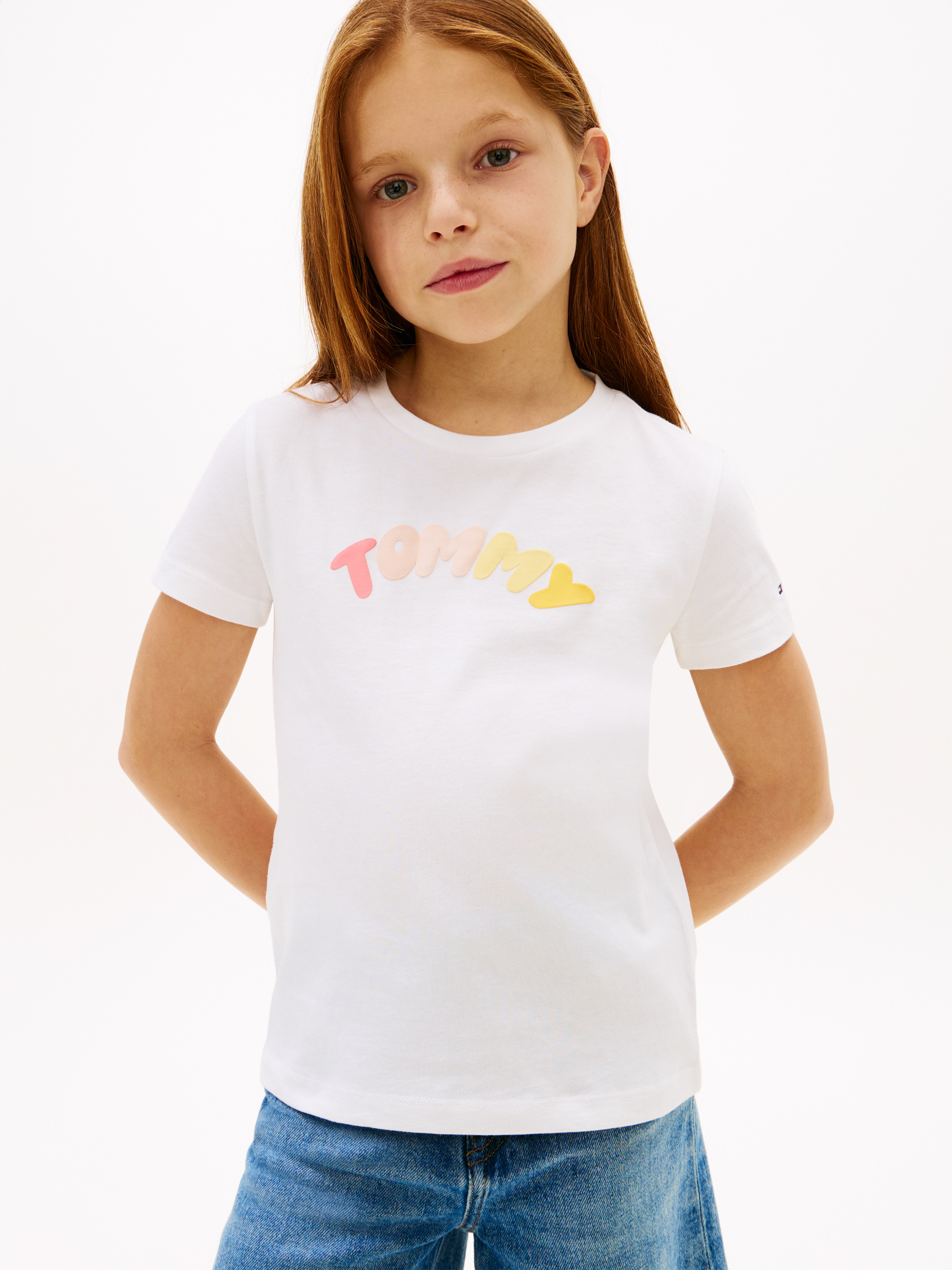 Textured Logo Jersey Crew Neck T-Shirt