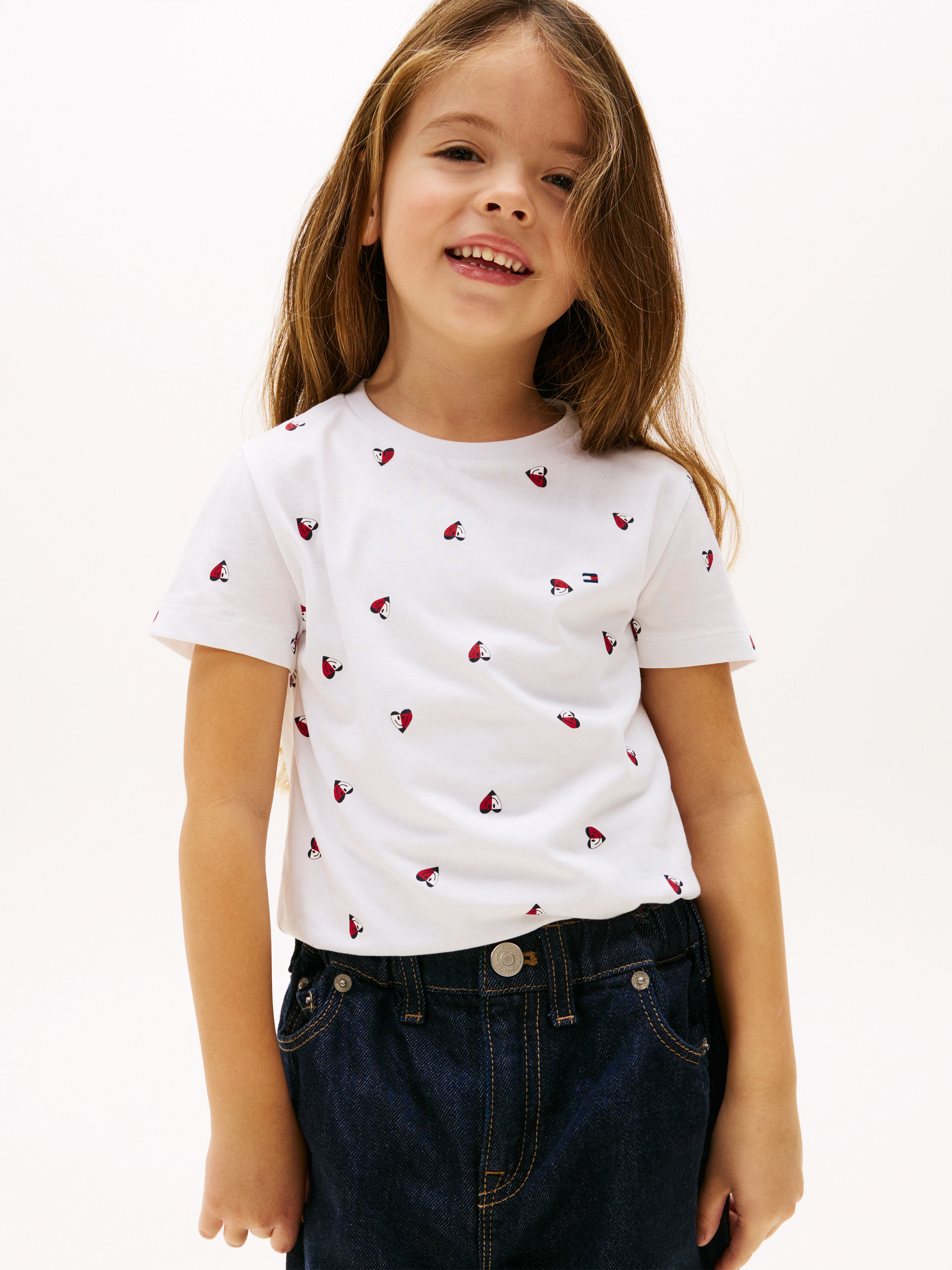 Smiley Heart Flag Print T-Shirt