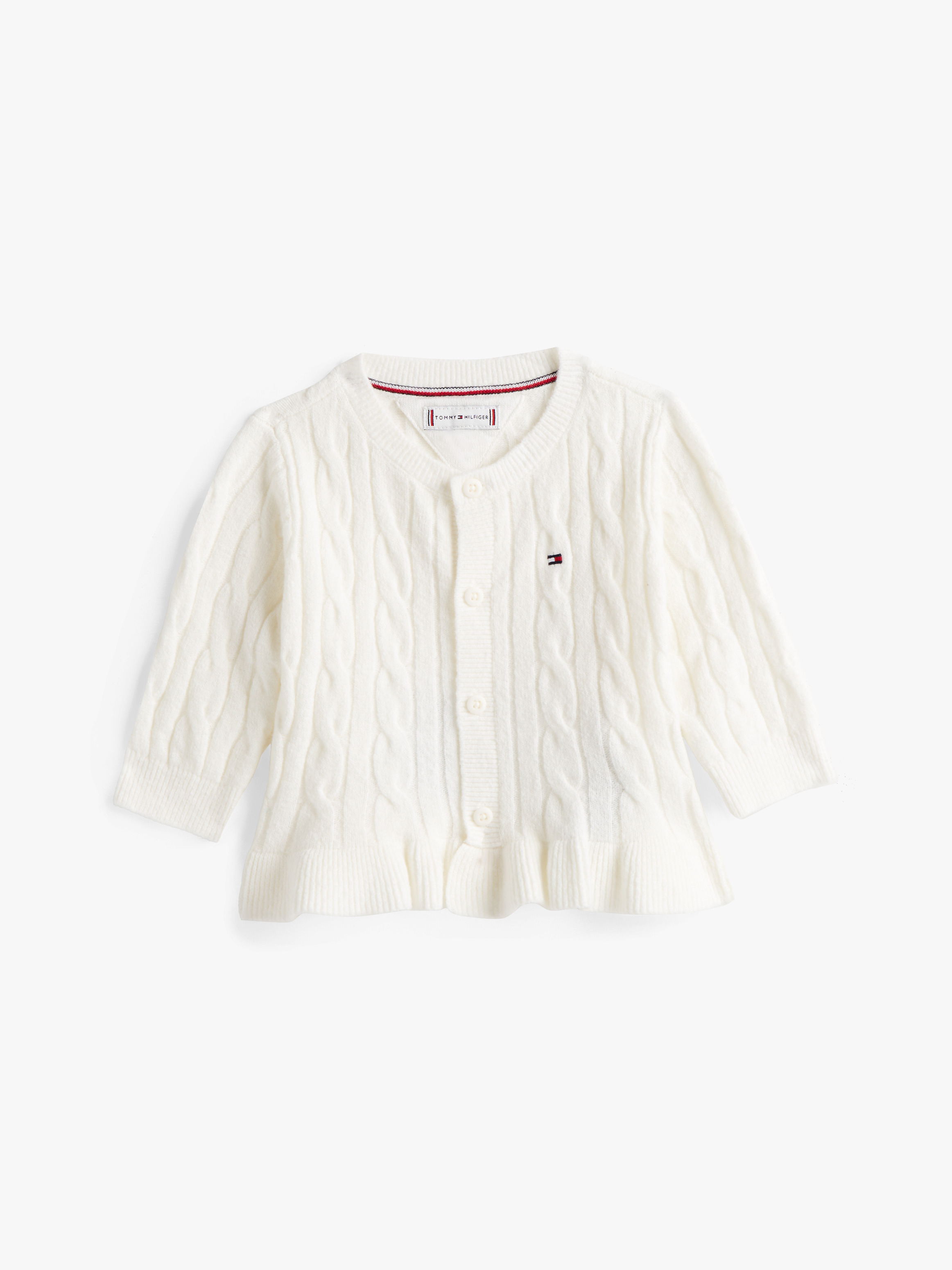 Essential Relaxed Ruffle Cable Knit Cardigan