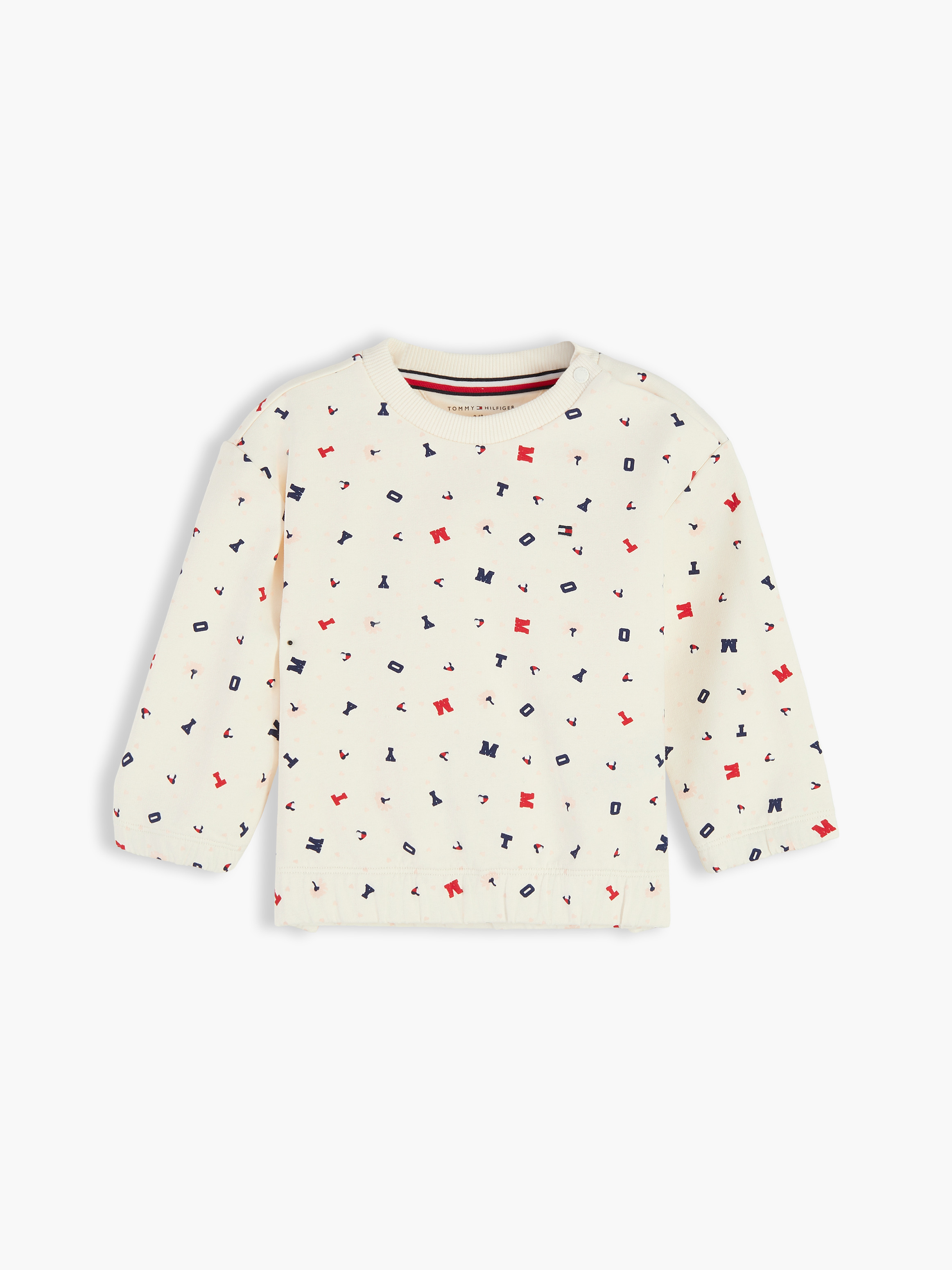 Flag Embroidery Crew Neck Sweatshirt — Off White Mini Letter Aop