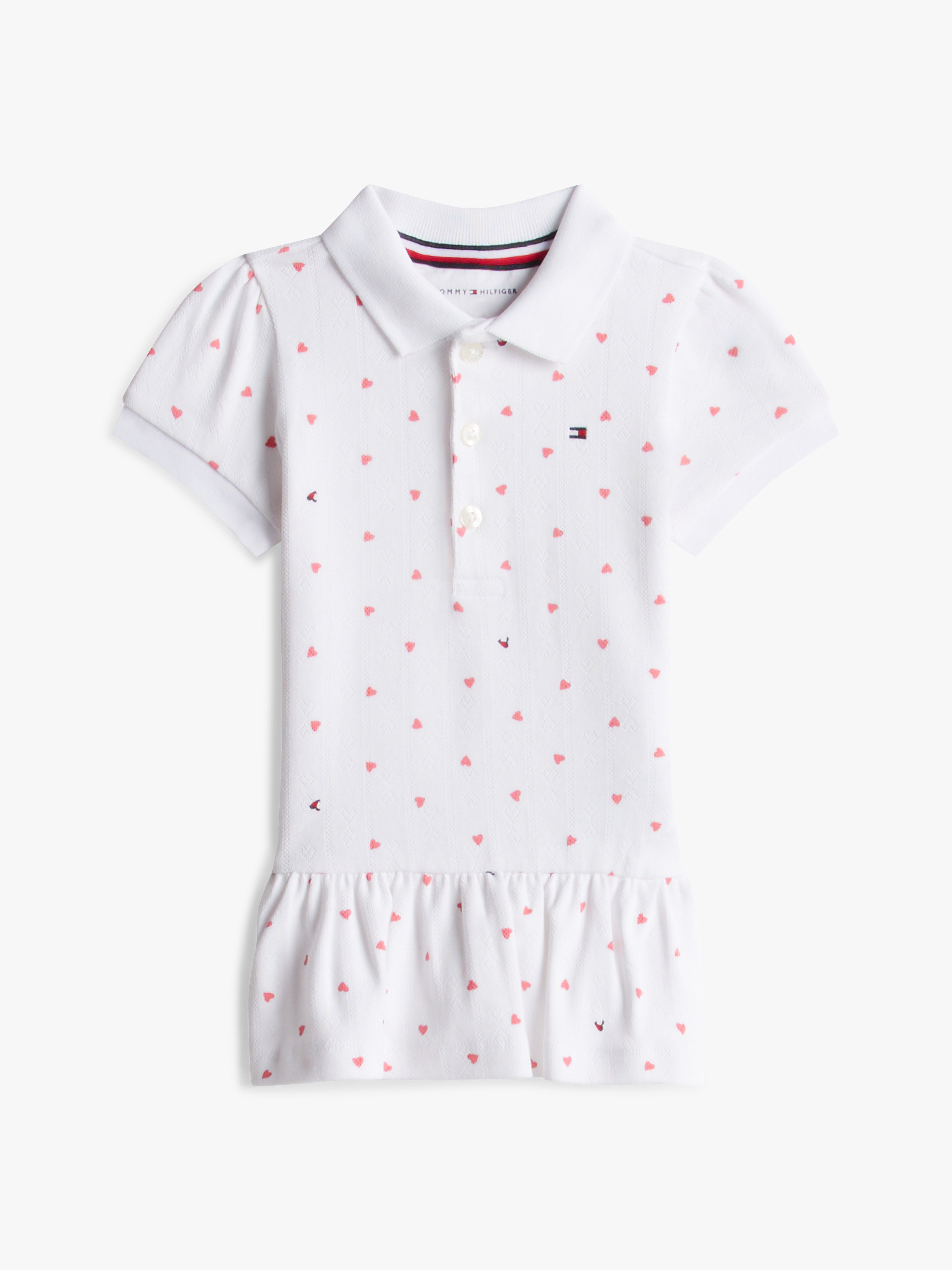 Heart Print Pointelle Polo Dress