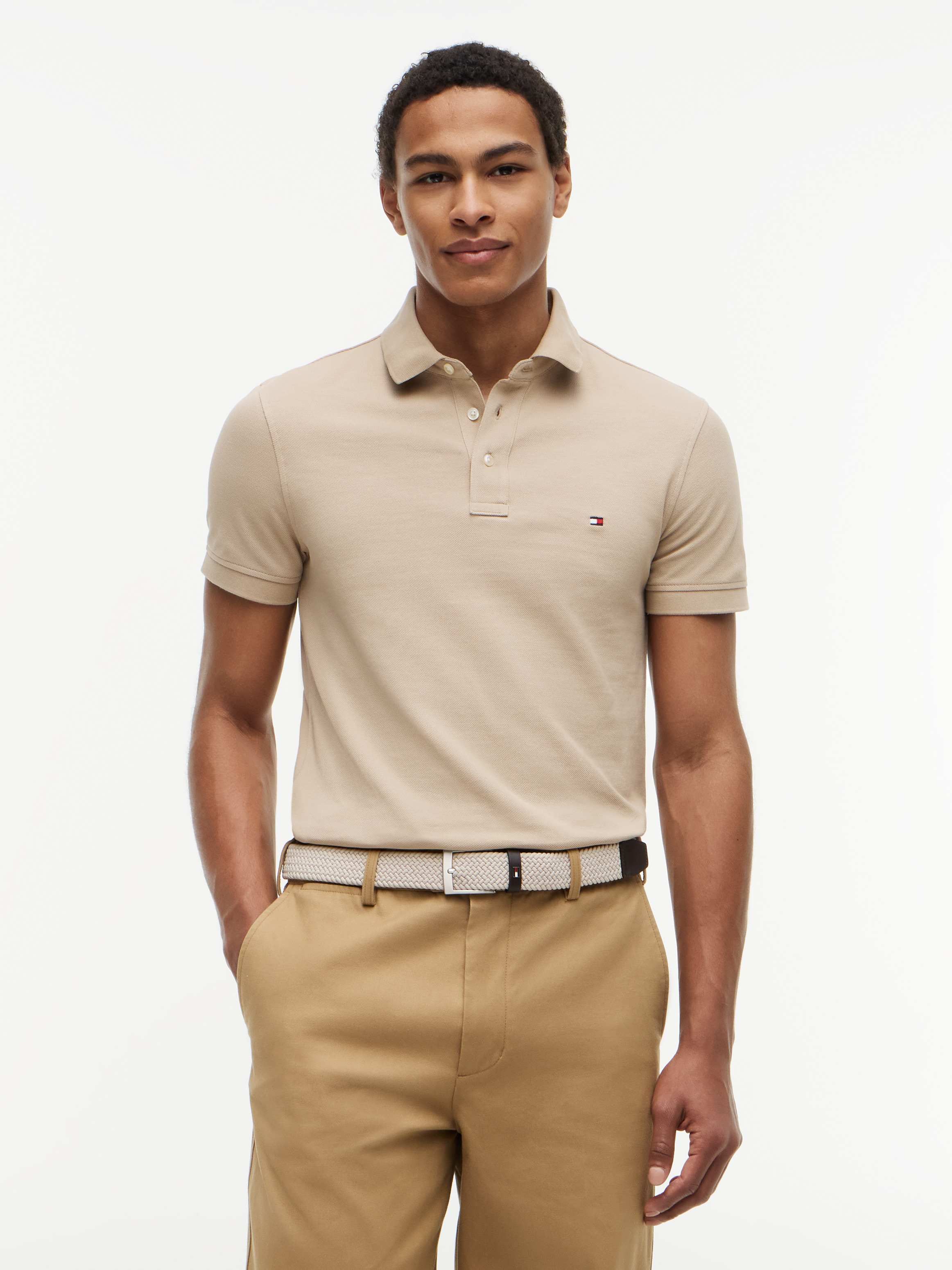 1985 Slim Fit Pique Polo Shirt — Beige