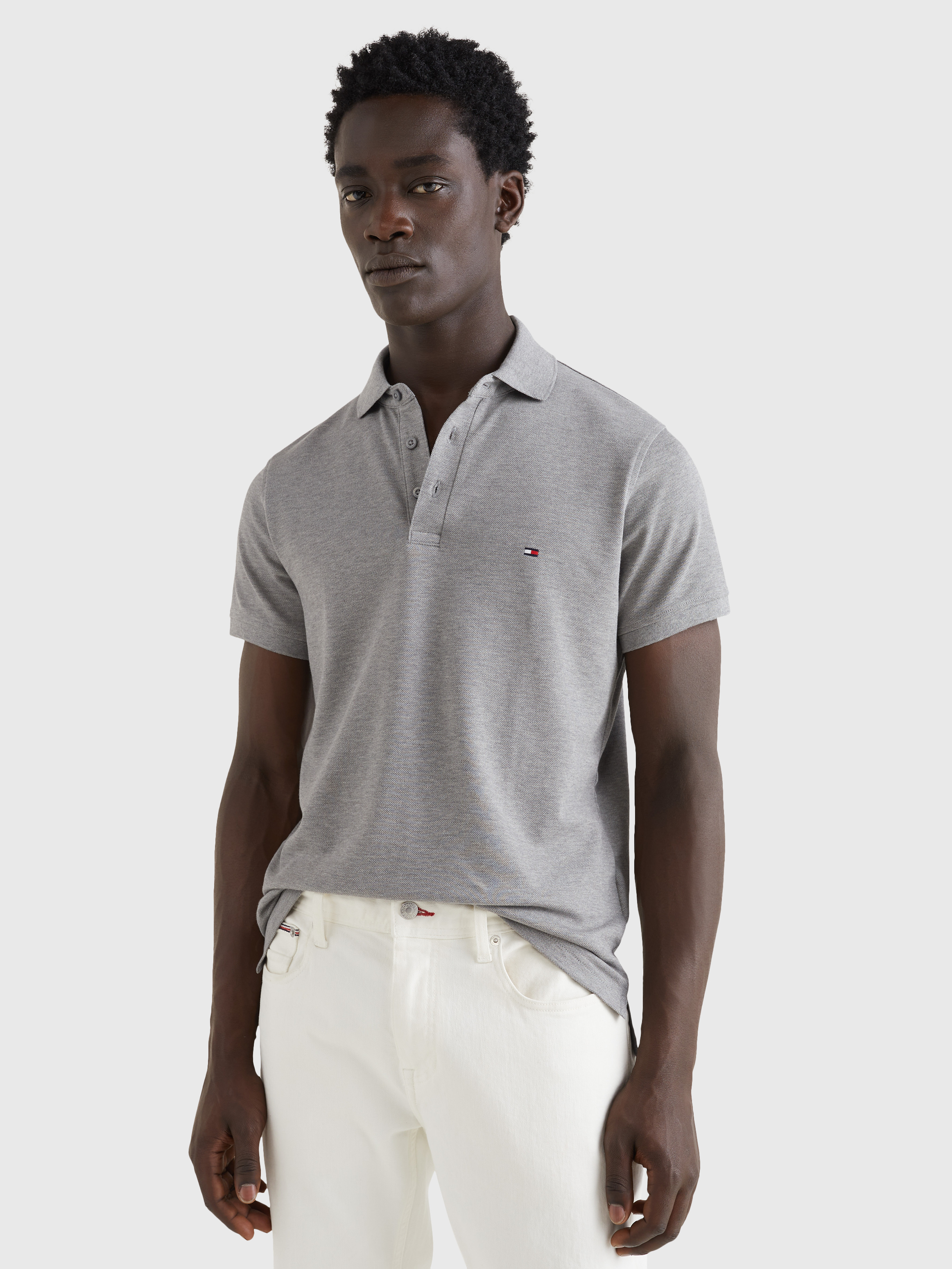 1985 Slim Fit Pique Polo Shirt — Grey