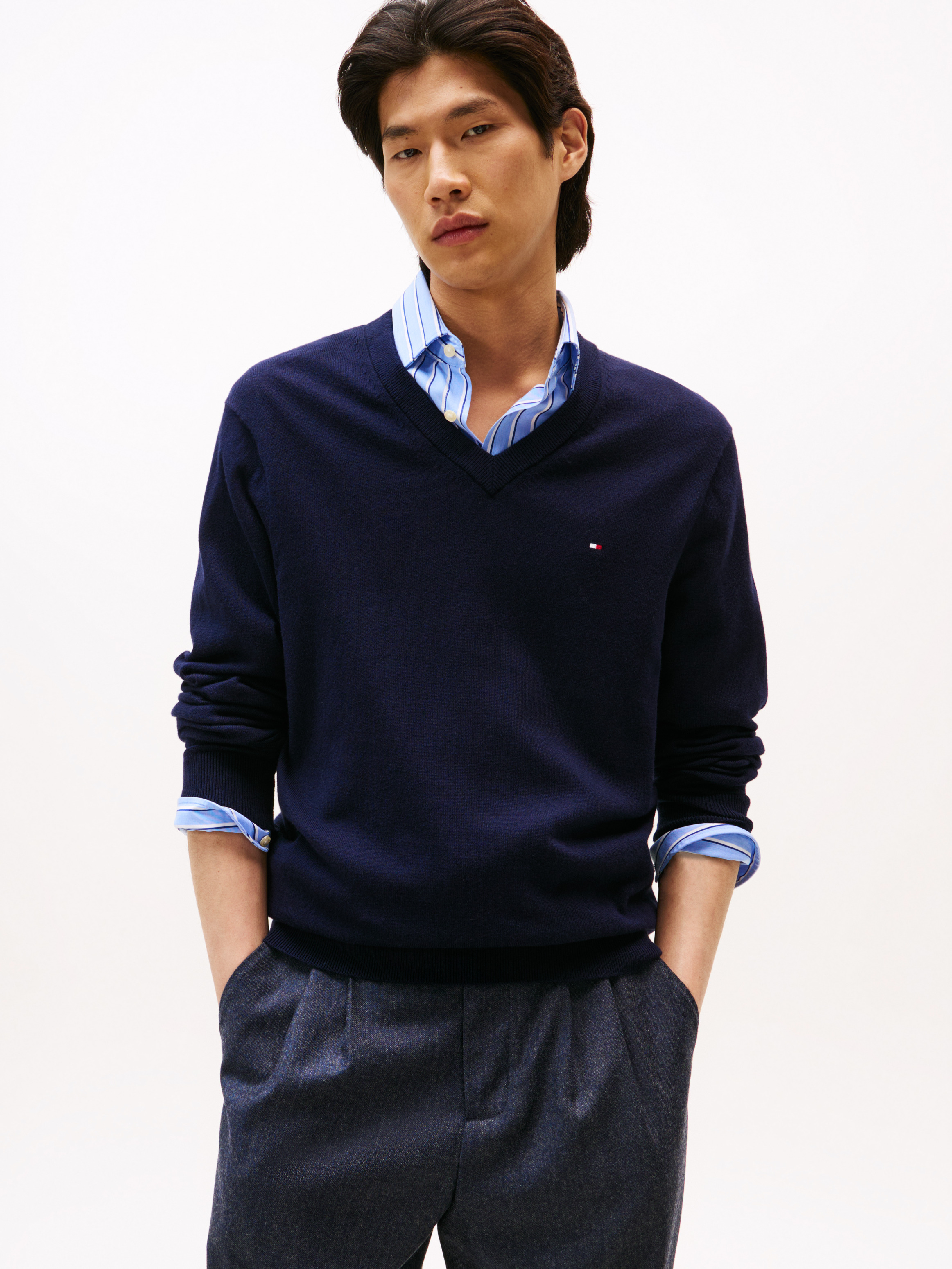 V-Neck Jumper with Cashmere