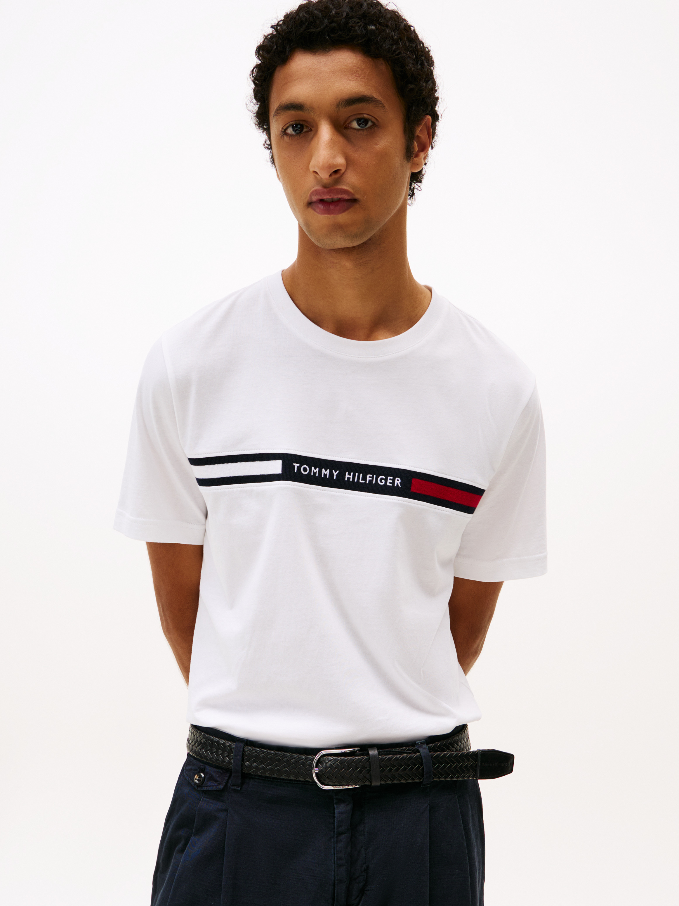 Logo Embroidery Insert T-Shirt — White