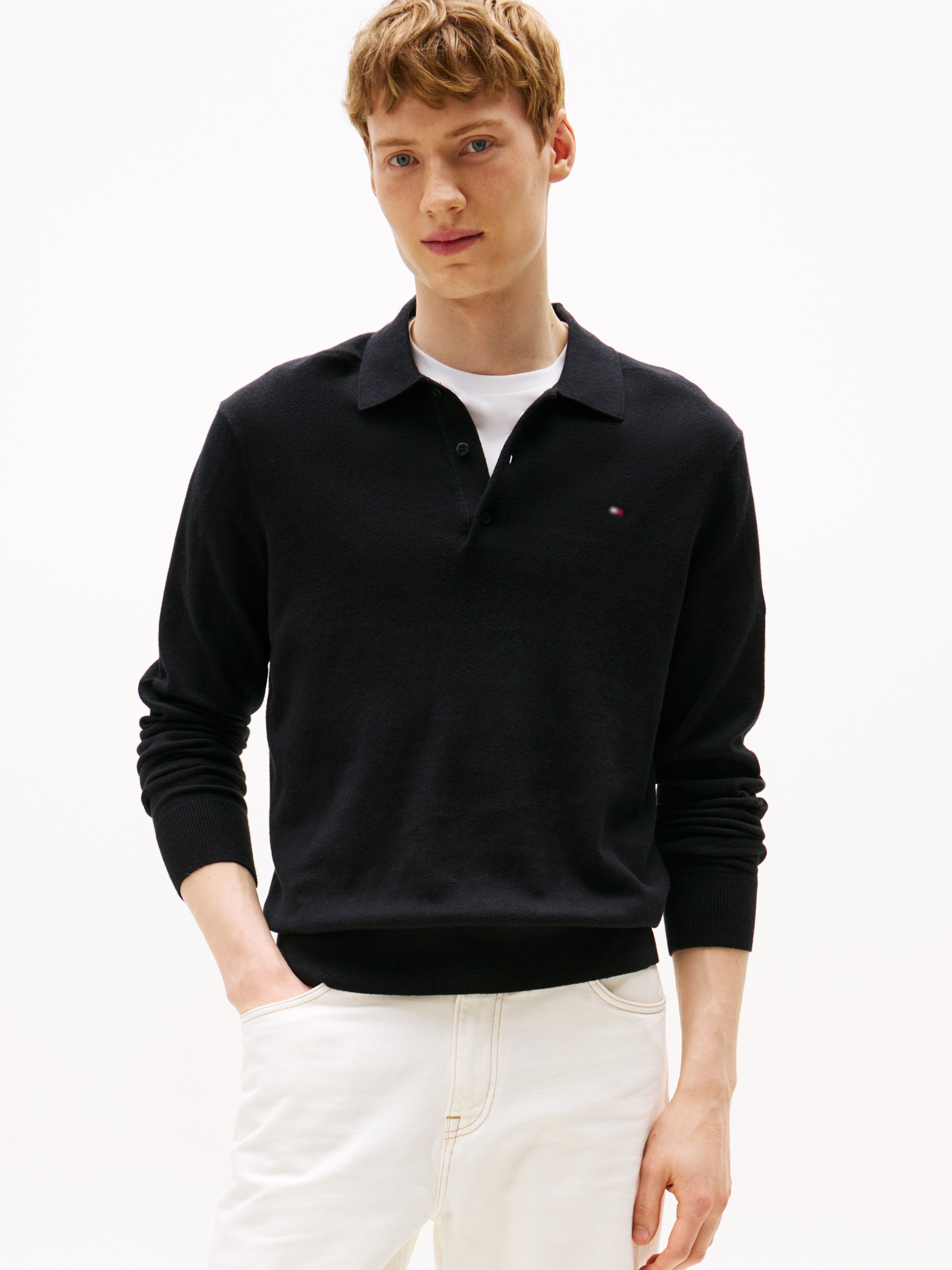 Long Sleeve Regular Polo Shirt with Cashmere