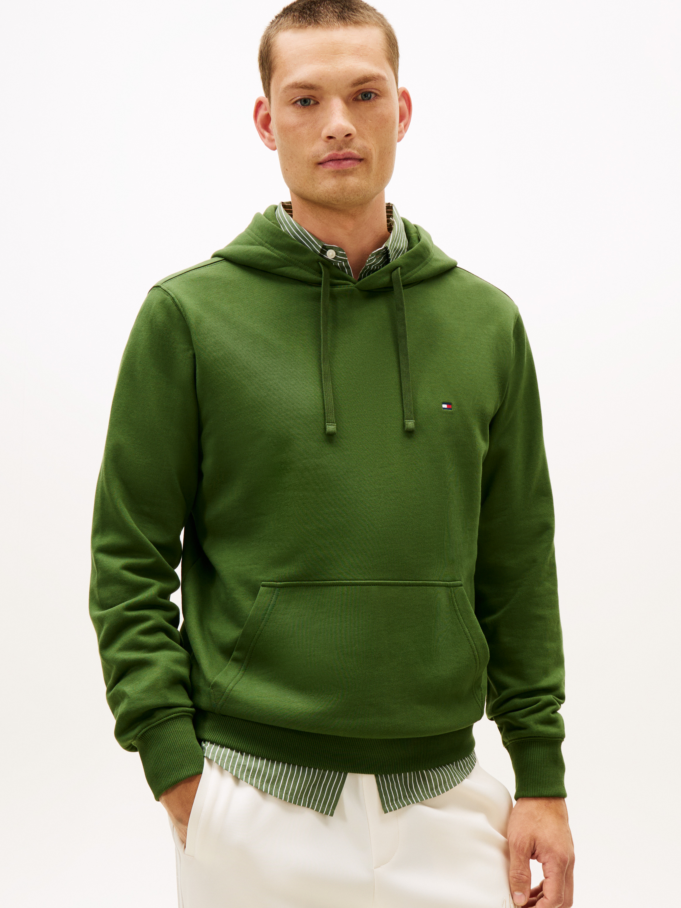 Flag Embroidery Terry Drawstring Hoodie