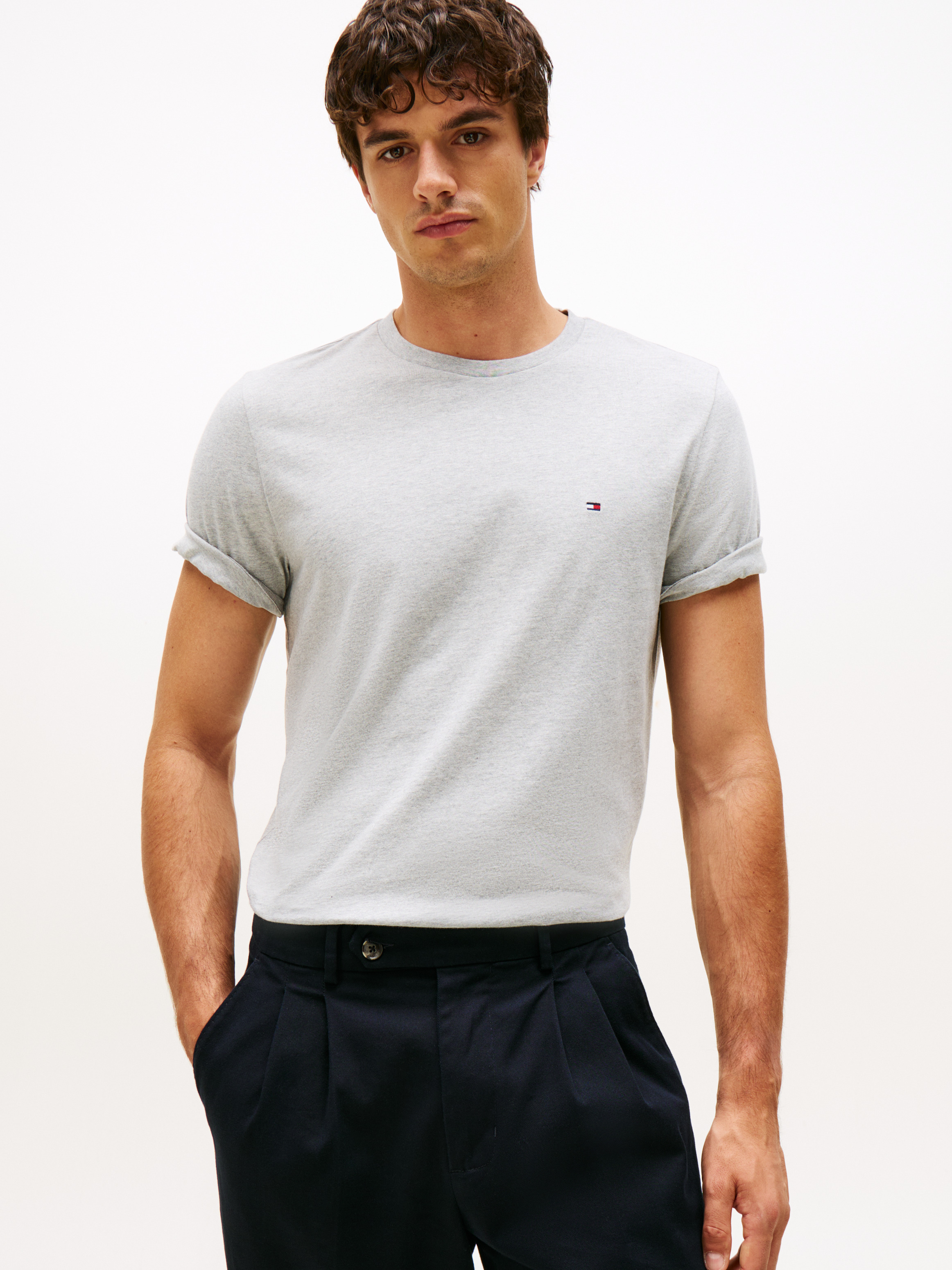 Crew Neck Heathered T-Shirt — GREY