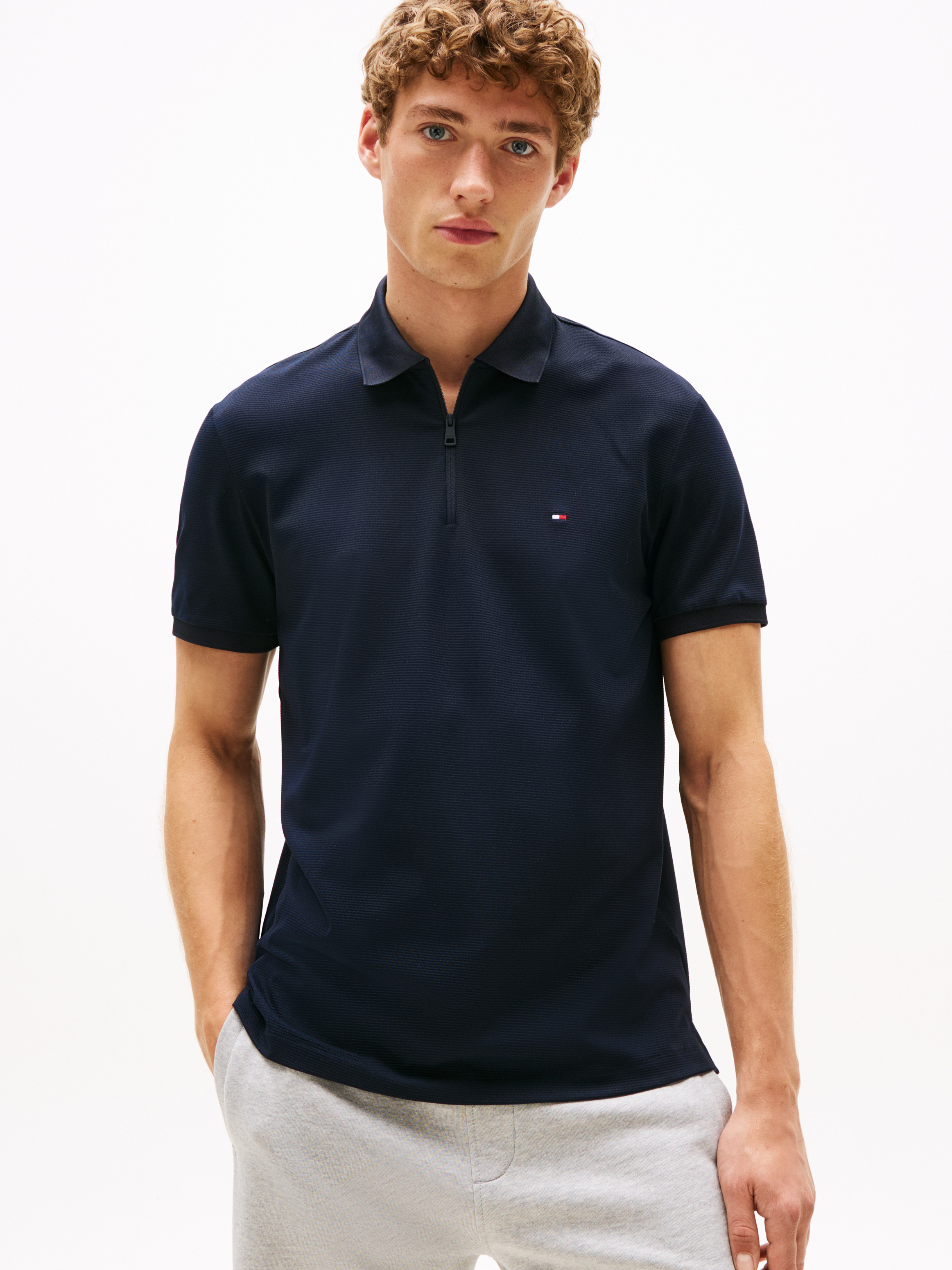 Performance Zip Placket Pique Polo Shirt