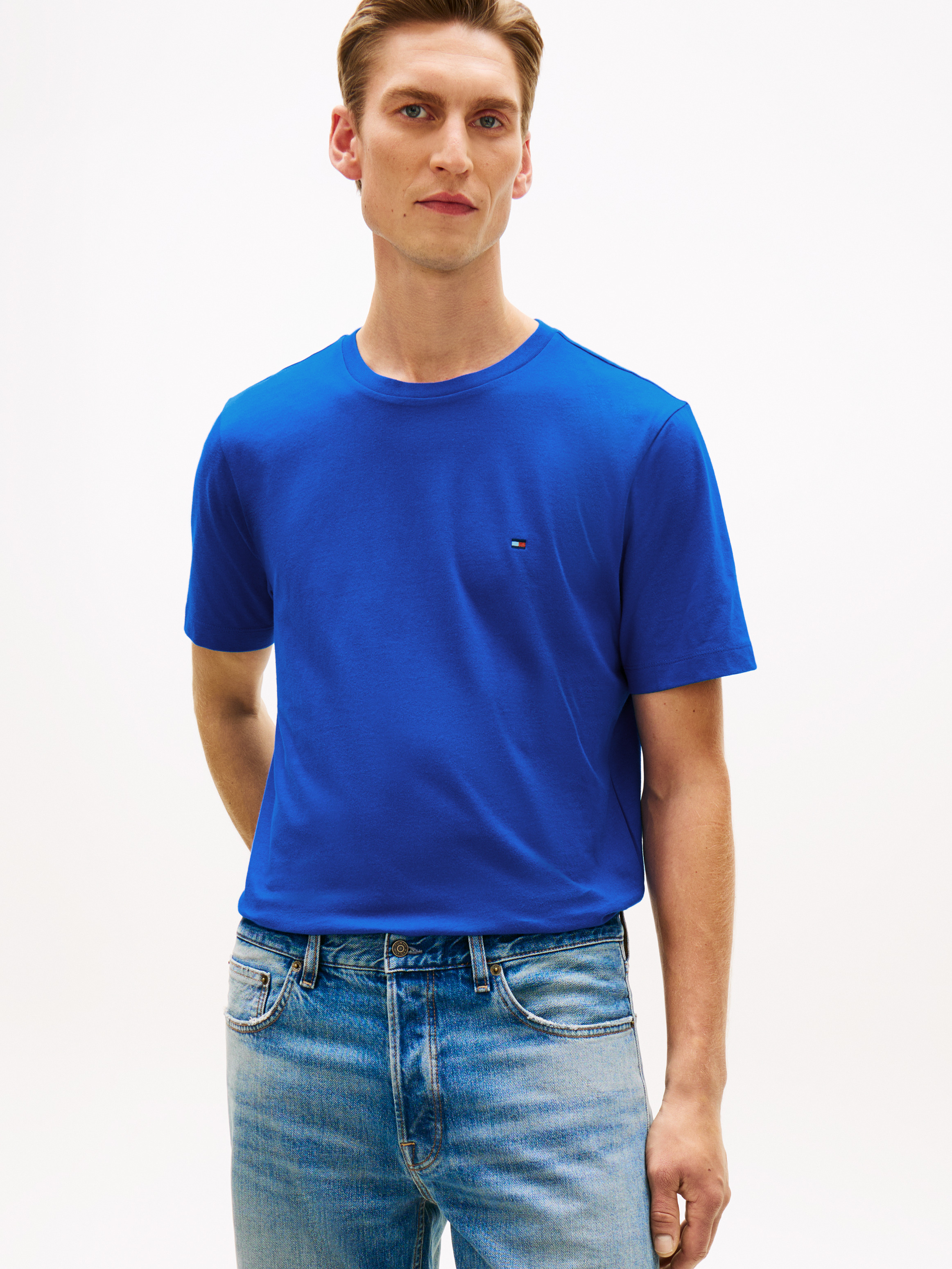 Flag Embroidery Crew Neck T-Shirt