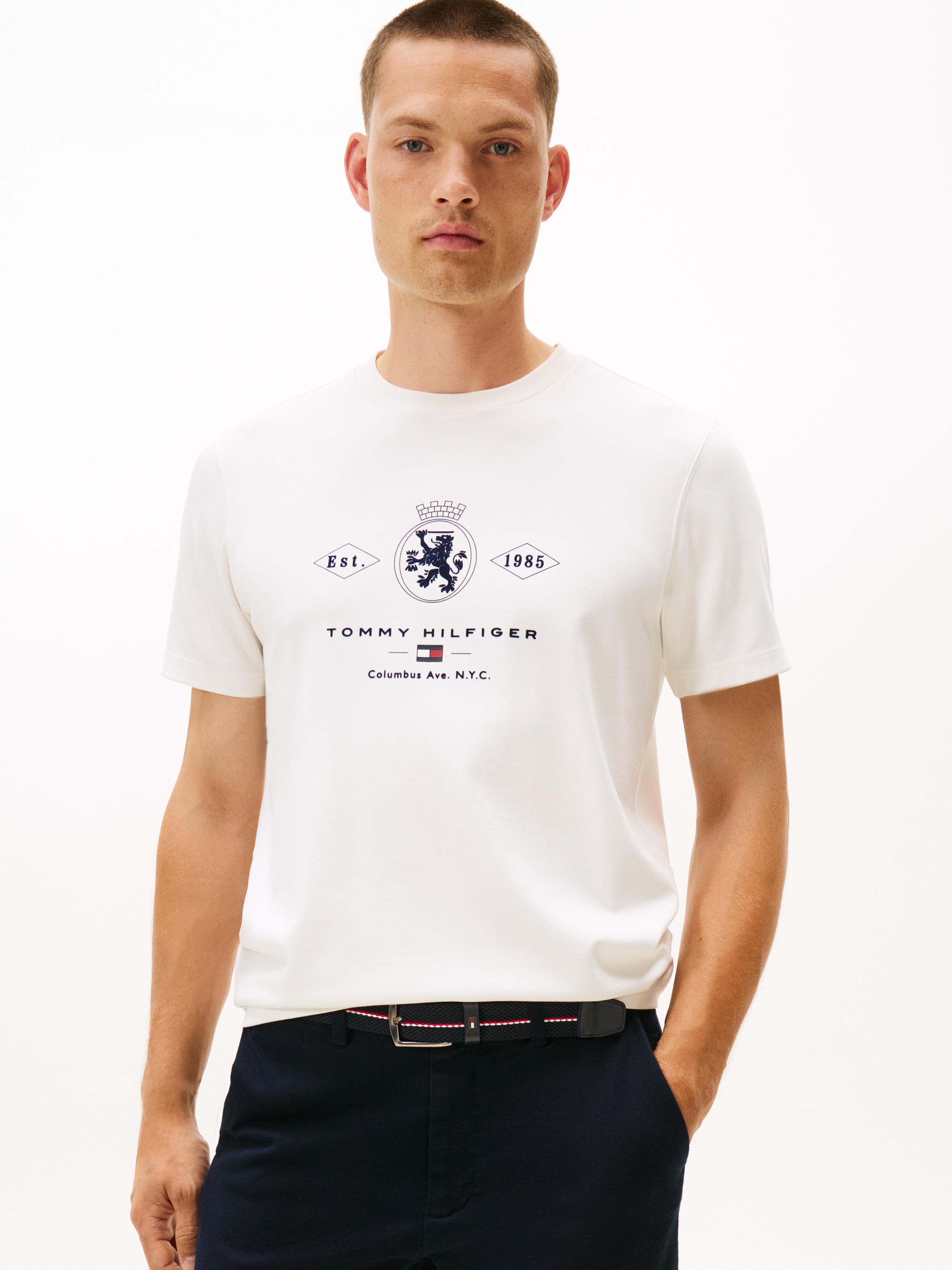 Varsity Graphic Interlock Knit T-Shirt — White
