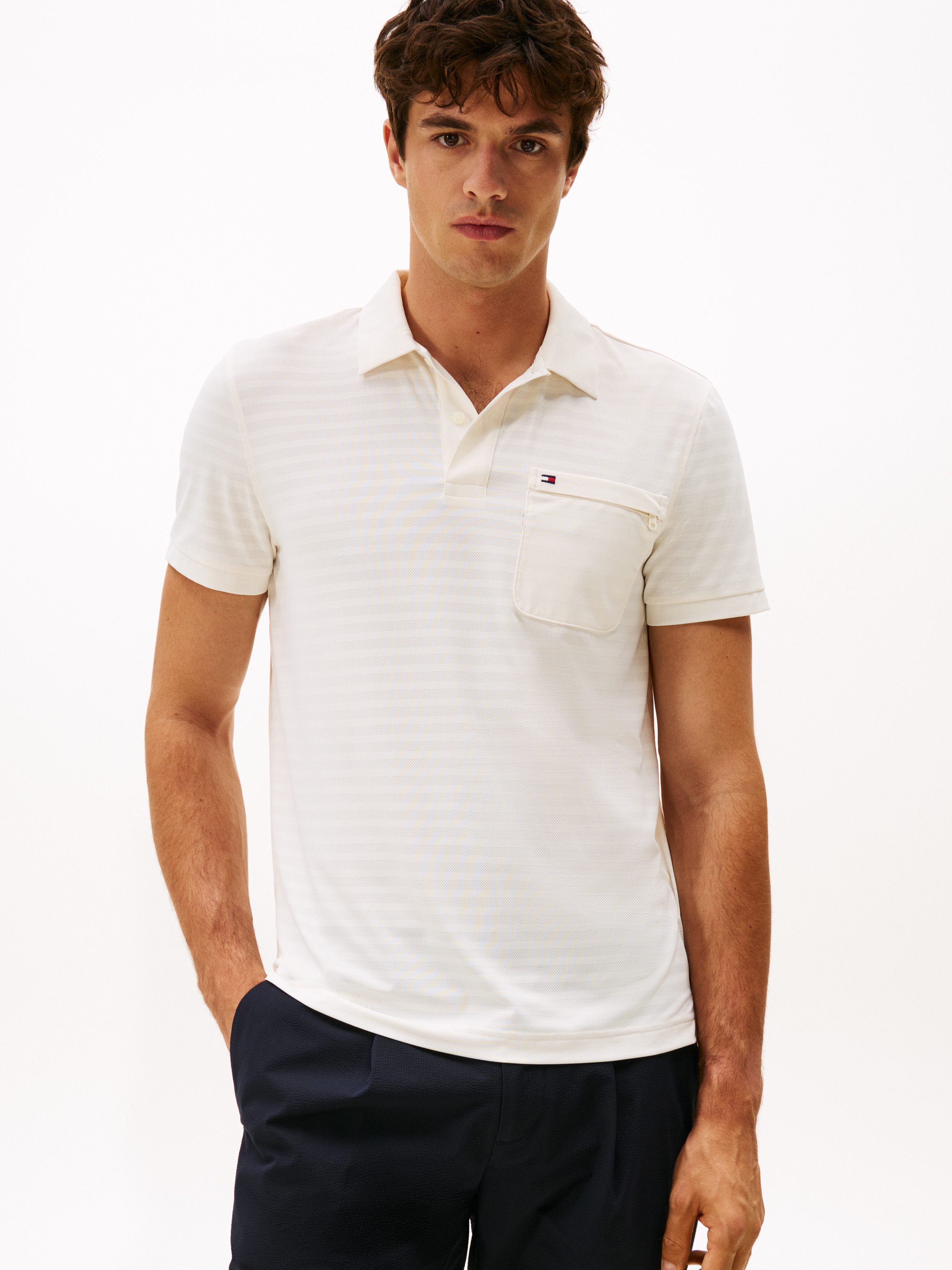 Performance Packable Jacquard Polo Shirt — Ivory