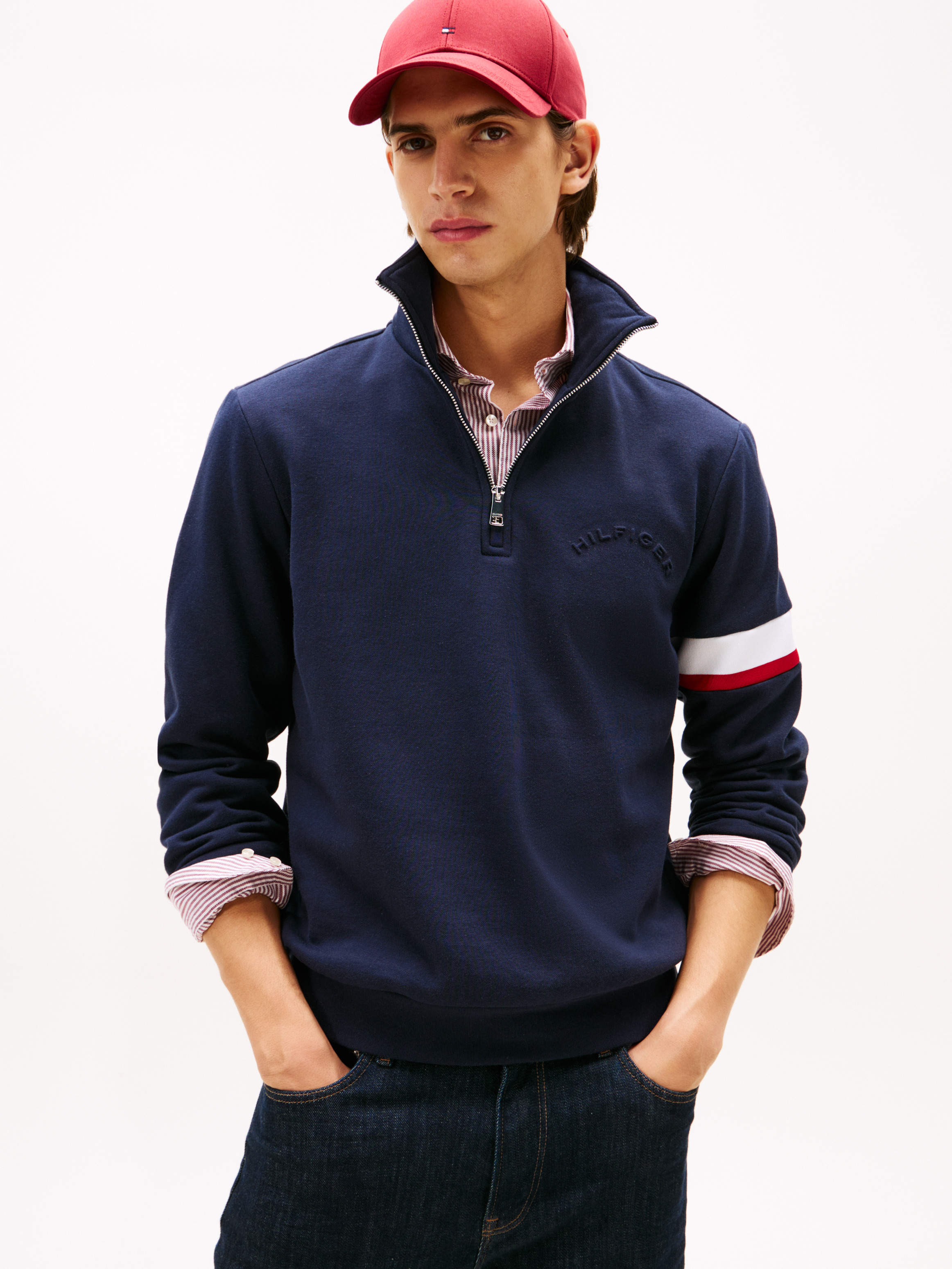 Quarter-Zip Embossed Logo Jumper