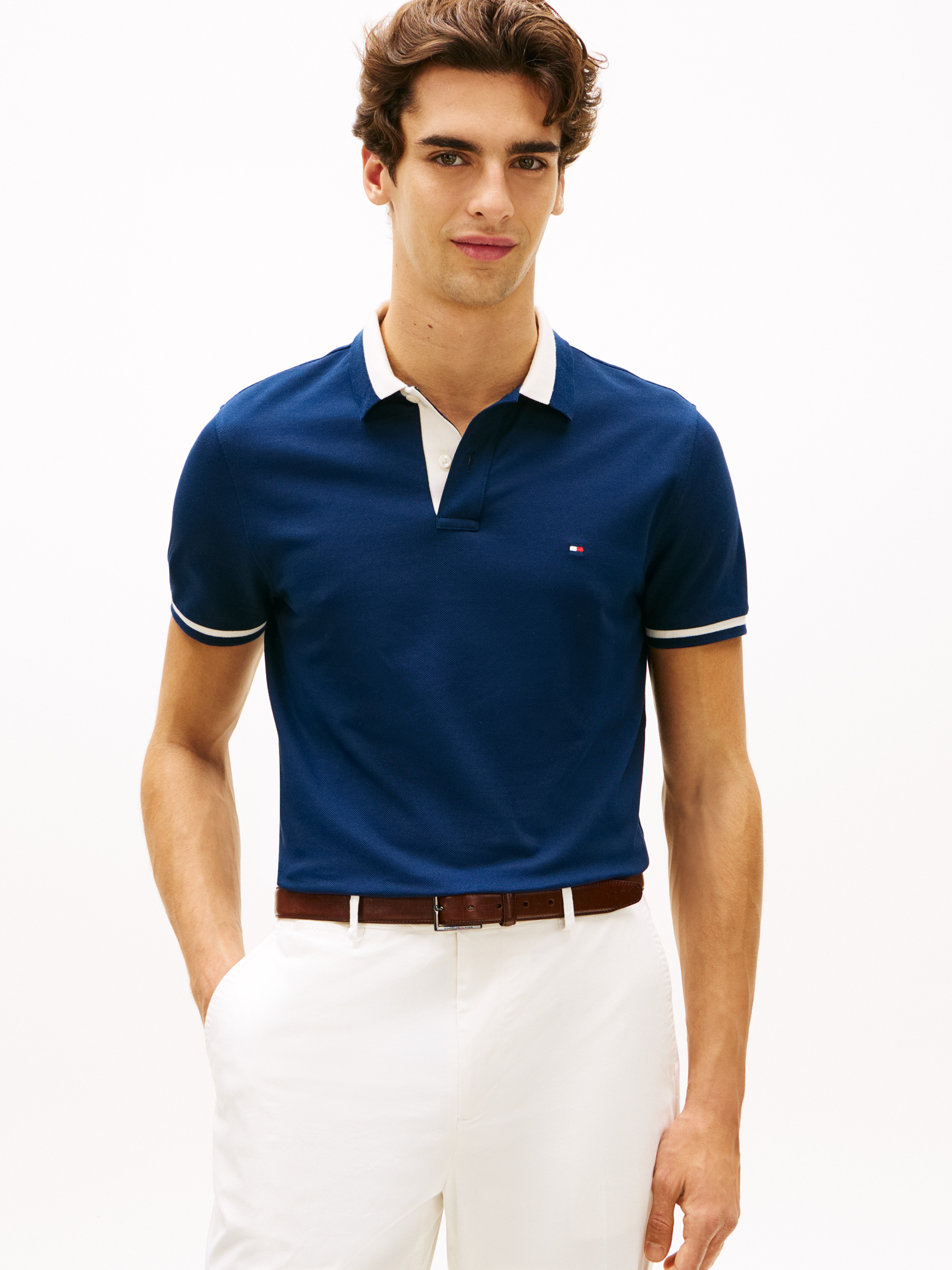 Regular Fit Colour-Blocked Collar Polo T-Shirt
