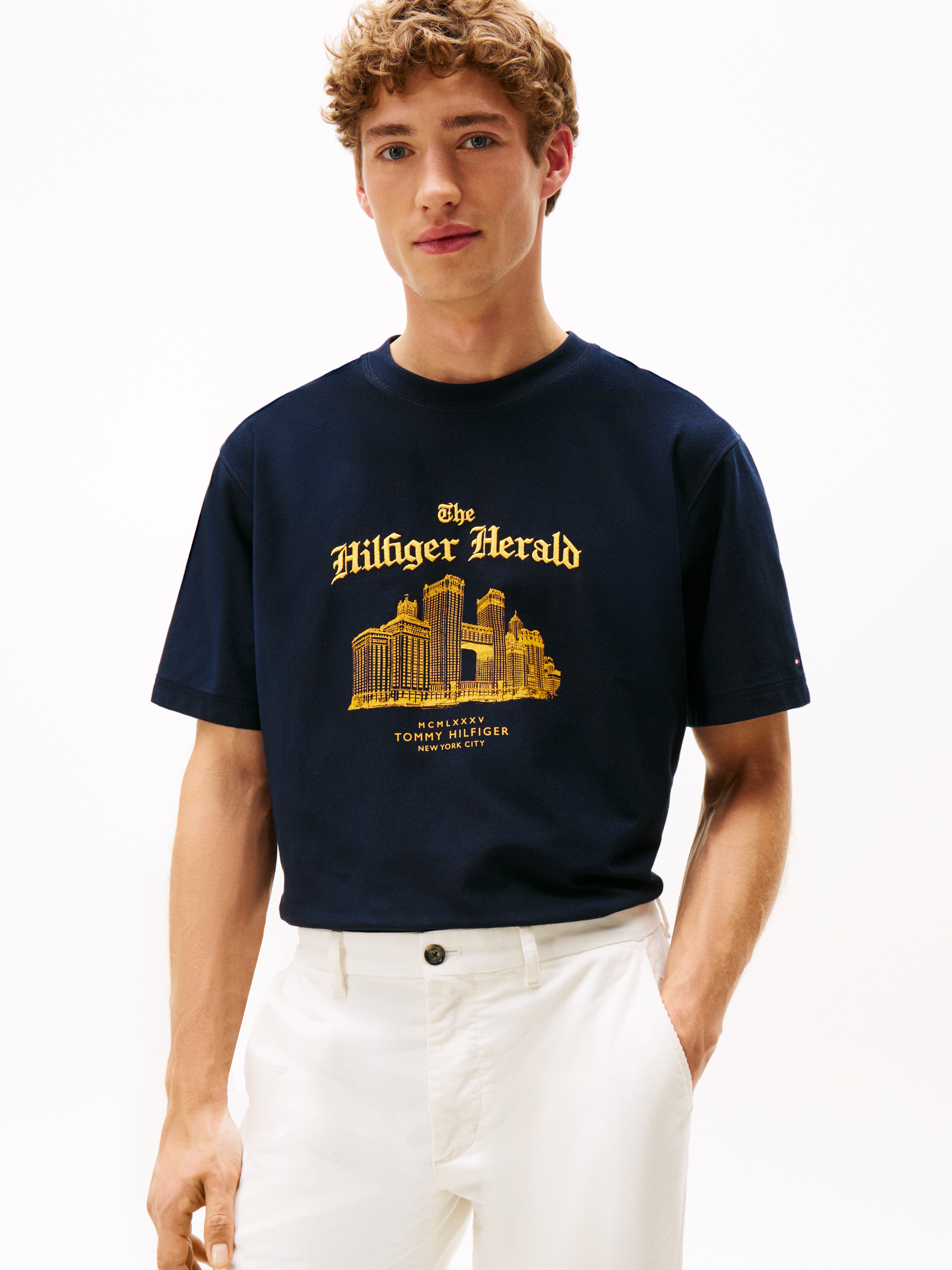 Graphic Relaxed Crew Neck T-Shirt — Navy