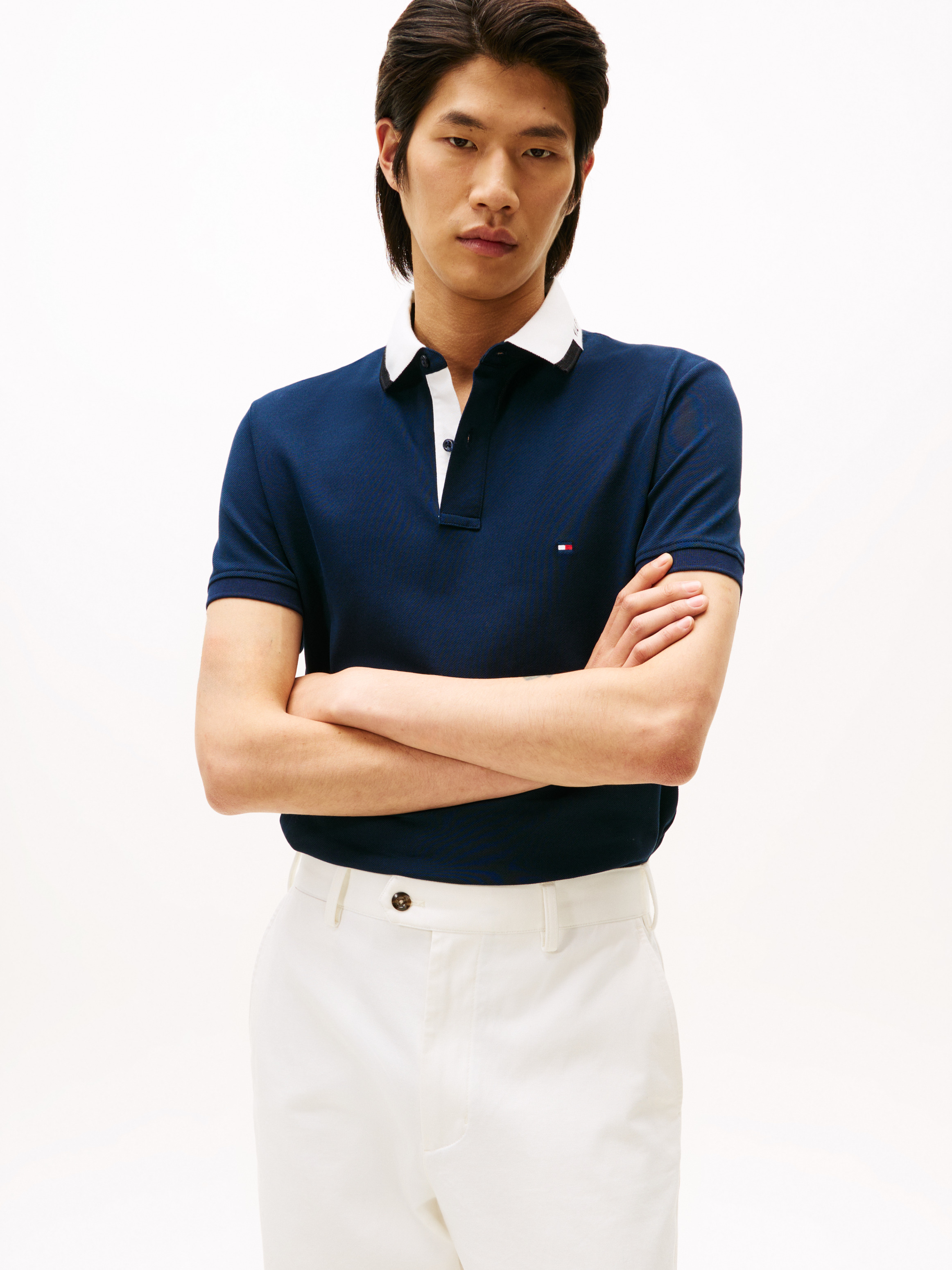 Regular Fit Collar Embroidery Polo Shirt — Navy