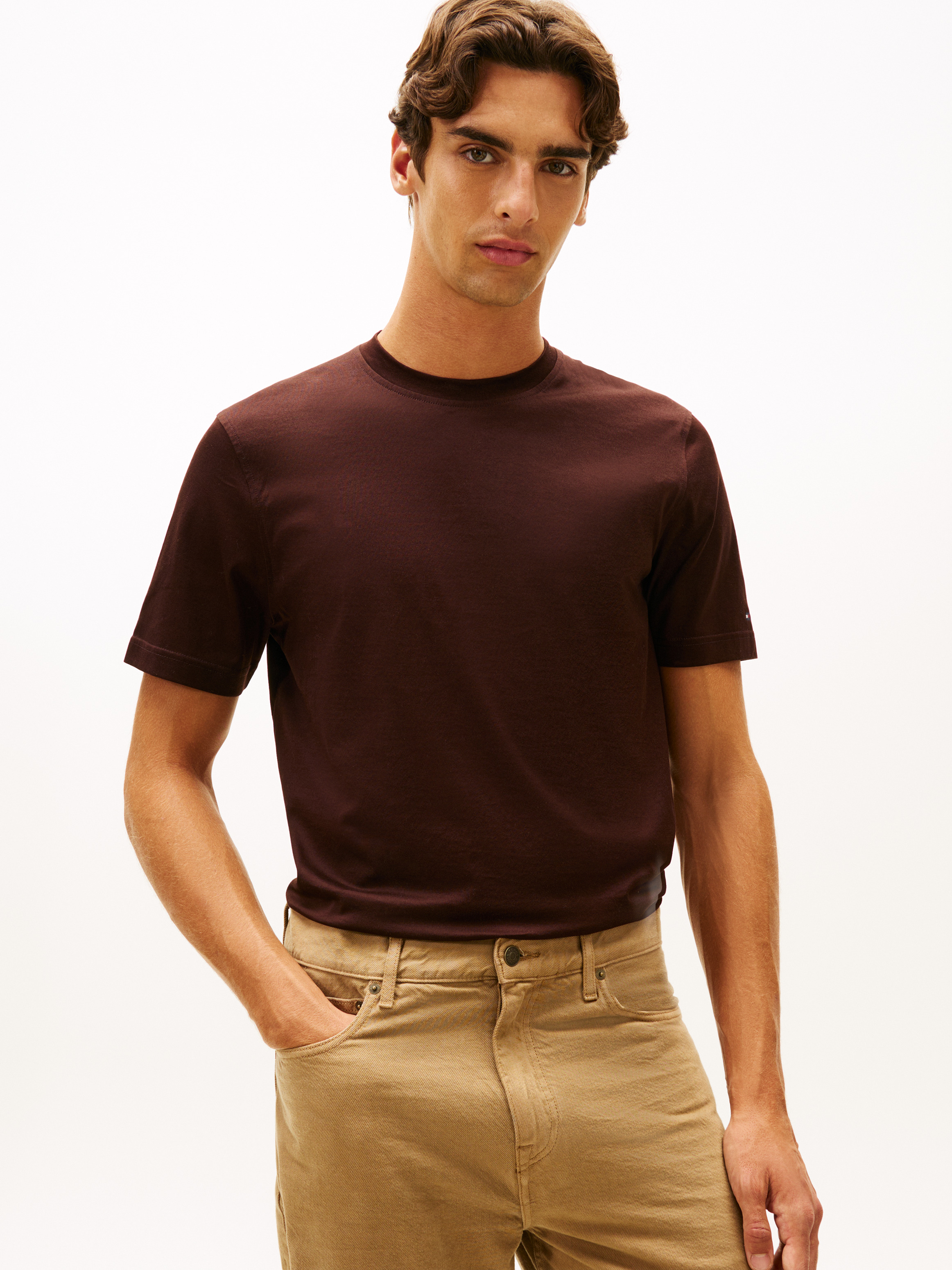 New York Label Crew Neck T-Shirt — Brown