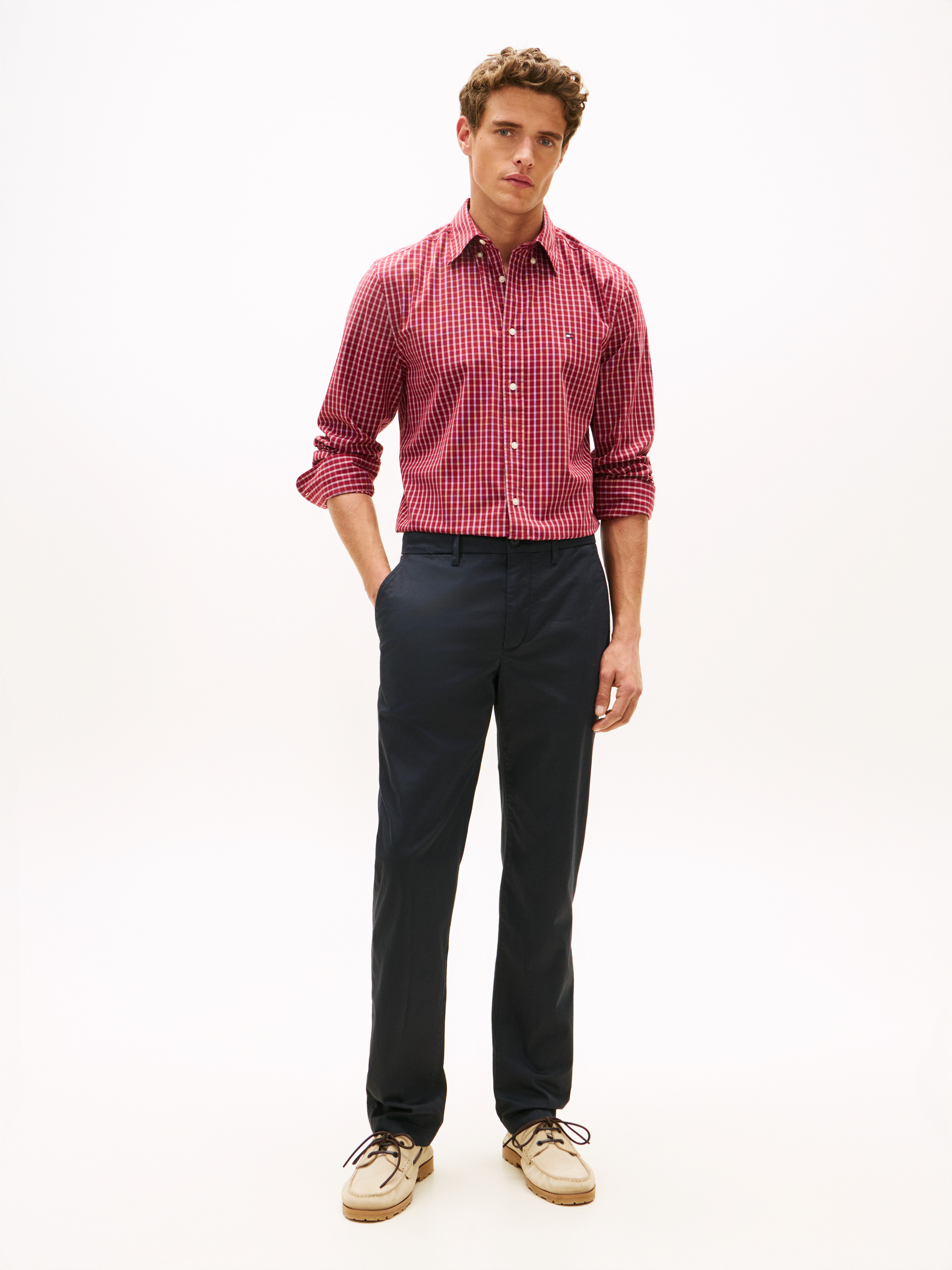 Denton Textured Print Straight Leg Trousers