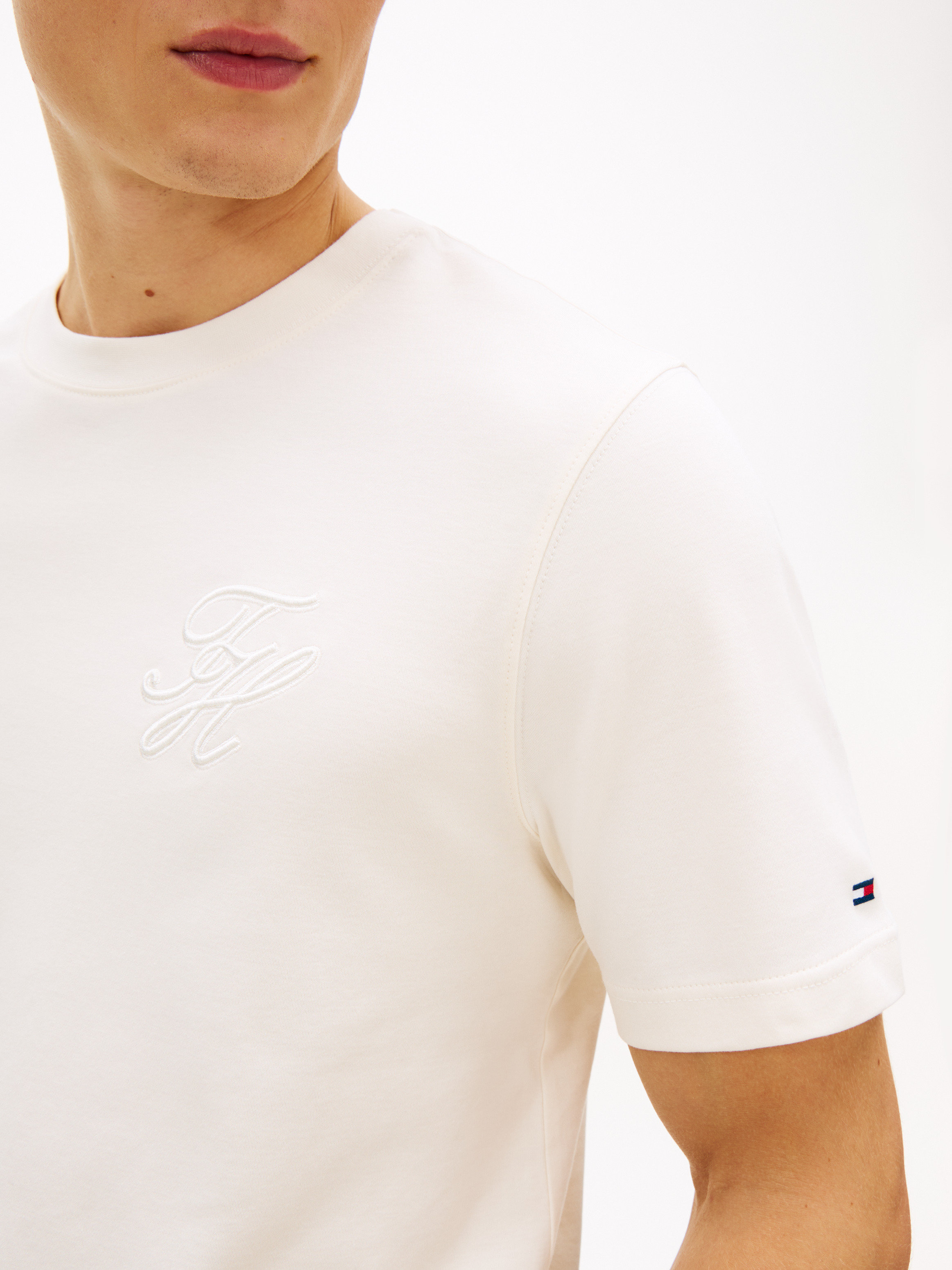 Tonal Logo Embroidery Crew Neck T-Shirt