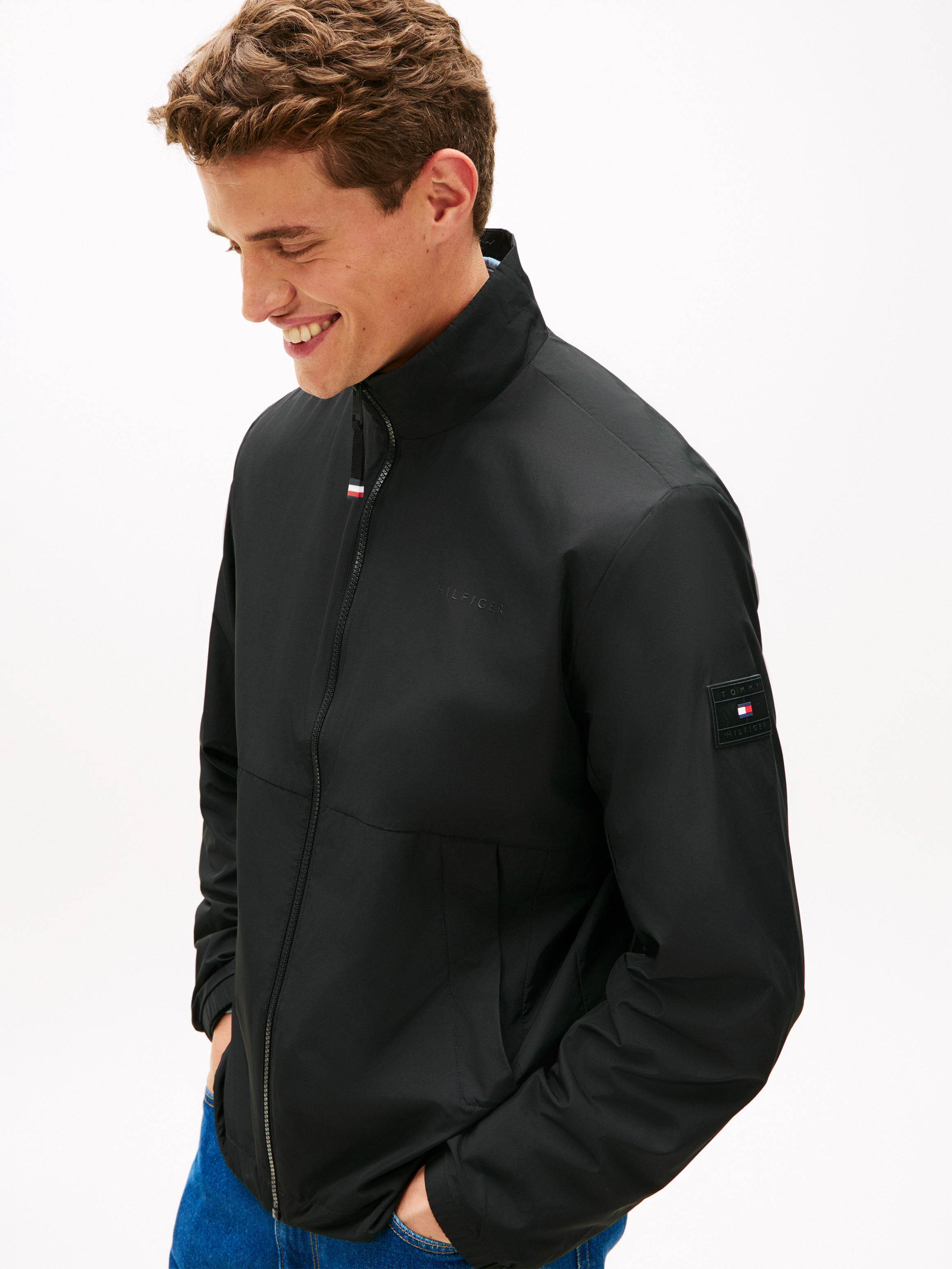 Water Resistant Tonal Logo Zip-Thru Jacket