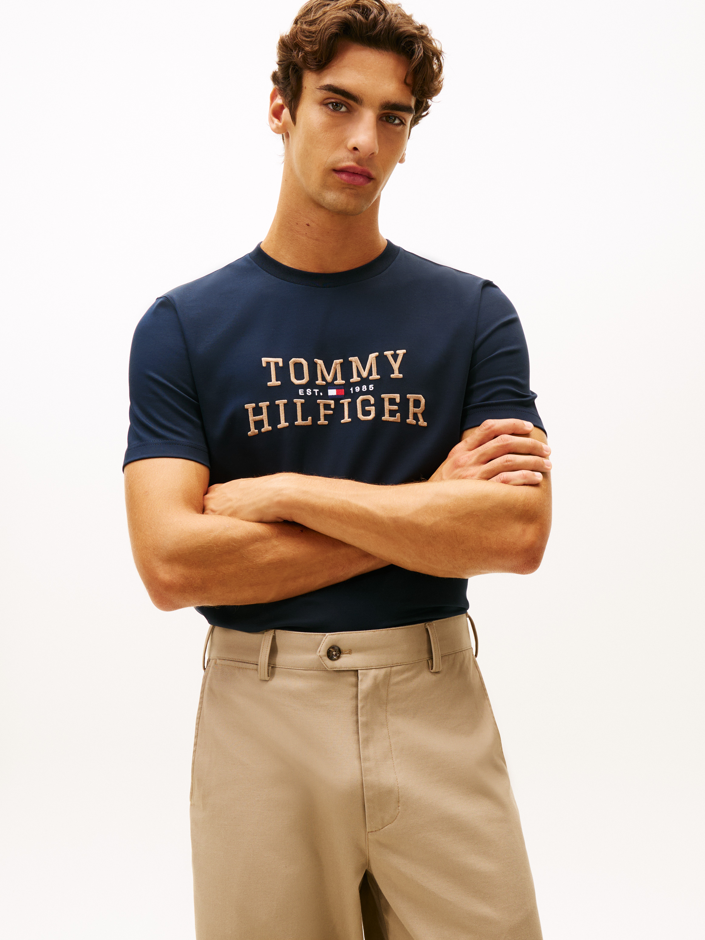 Logo Embroidery Crew Neck T-Shirt