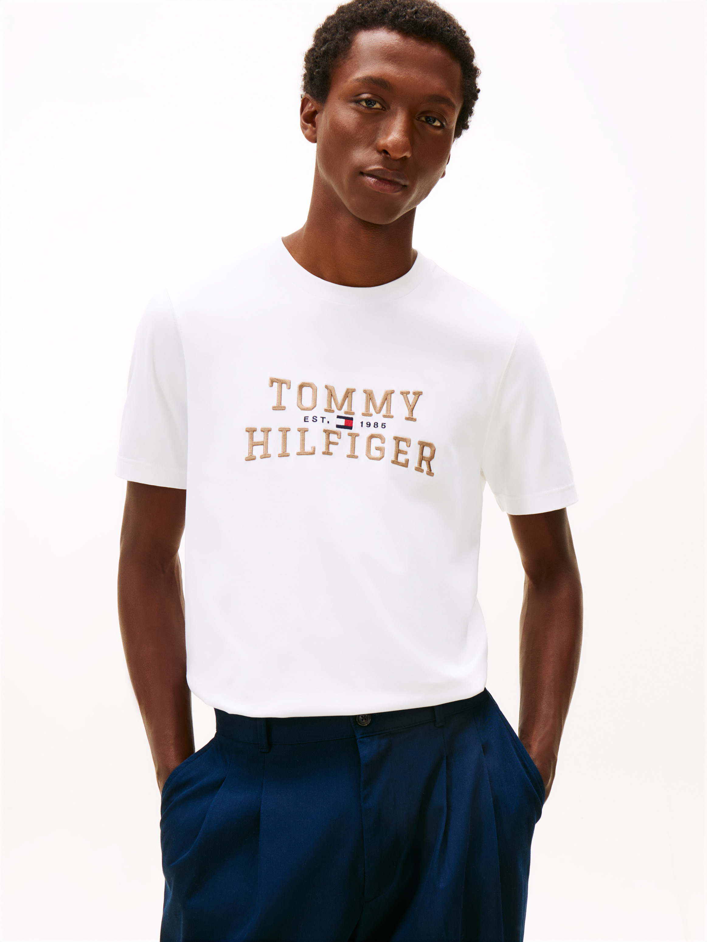 Logo Embroidery Crew Neck T-Shirt