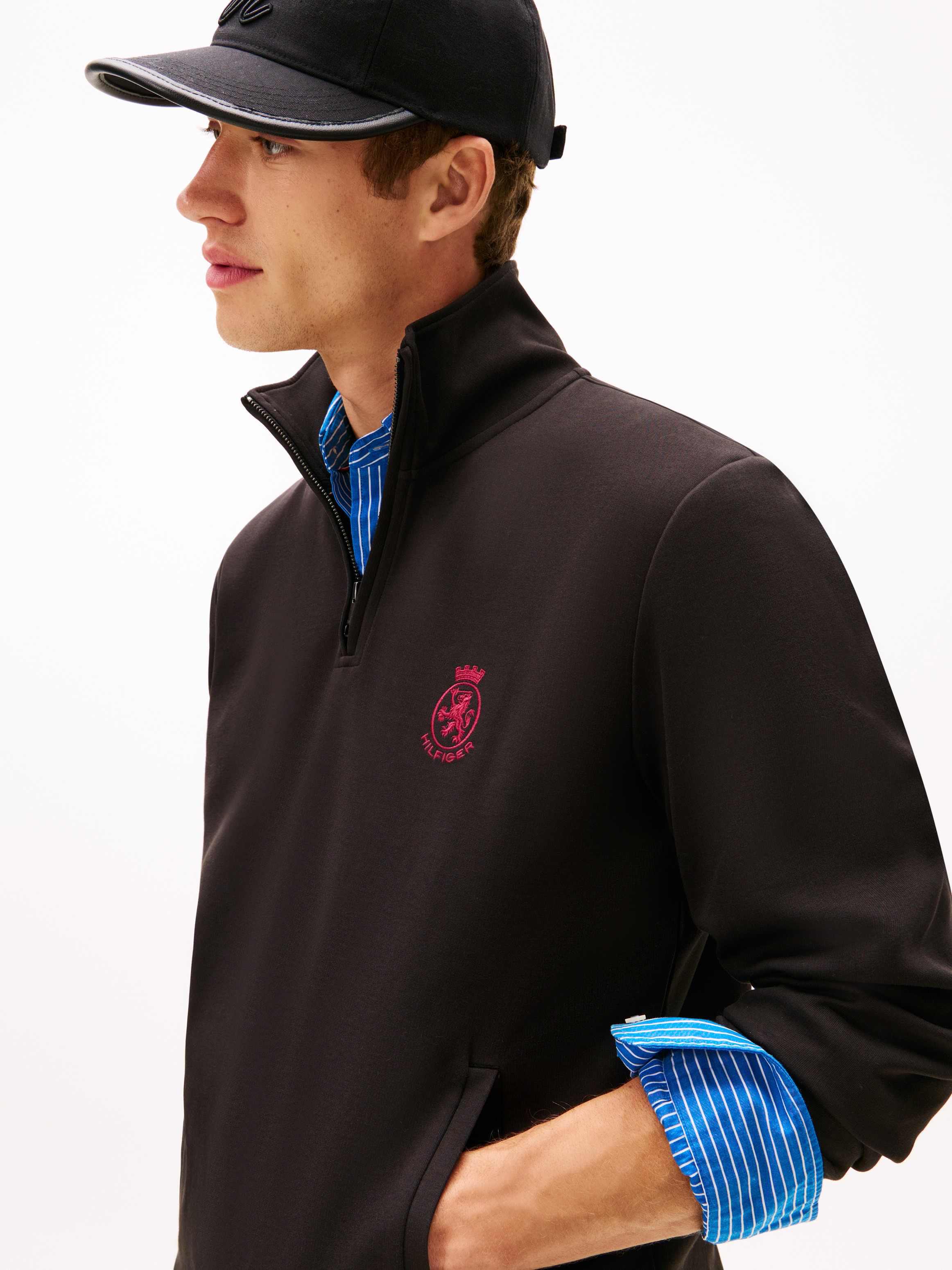 TH Crest Embroidery Quarter-Zip Jumper