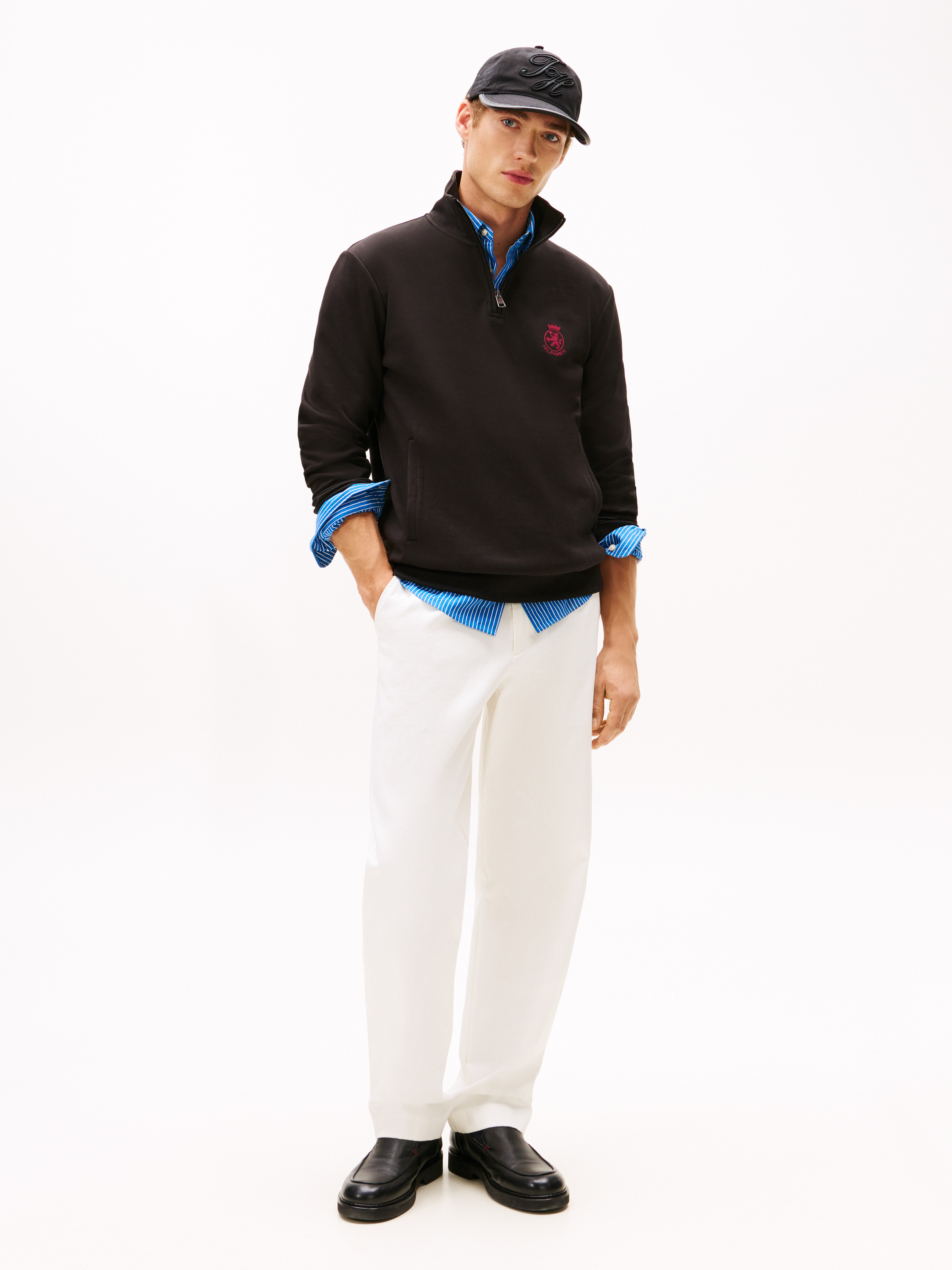 TH Crest Embroidery Quarter-Zip Jumper