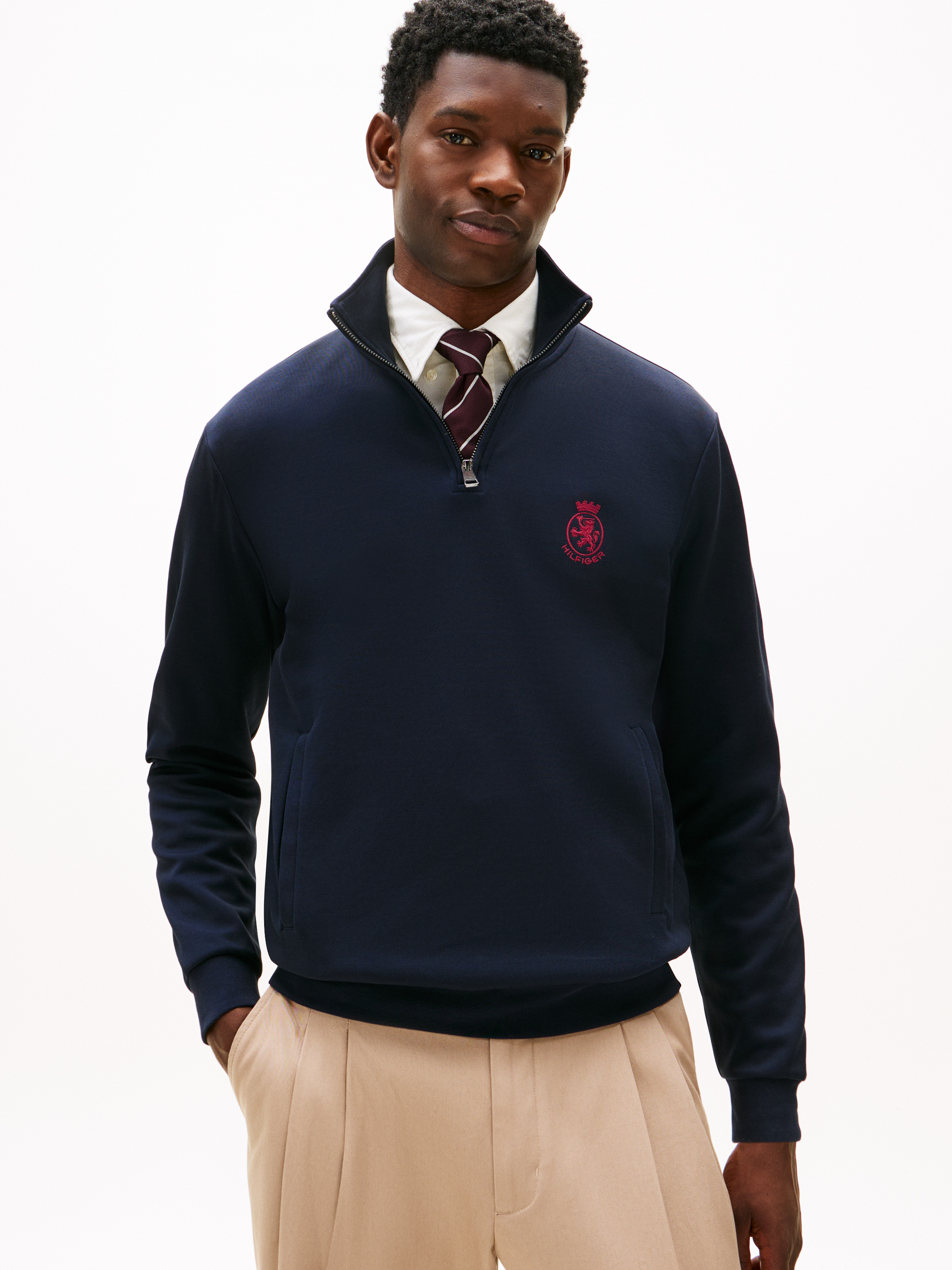 TH Crest Embroidery Quarter-Zip Jumper