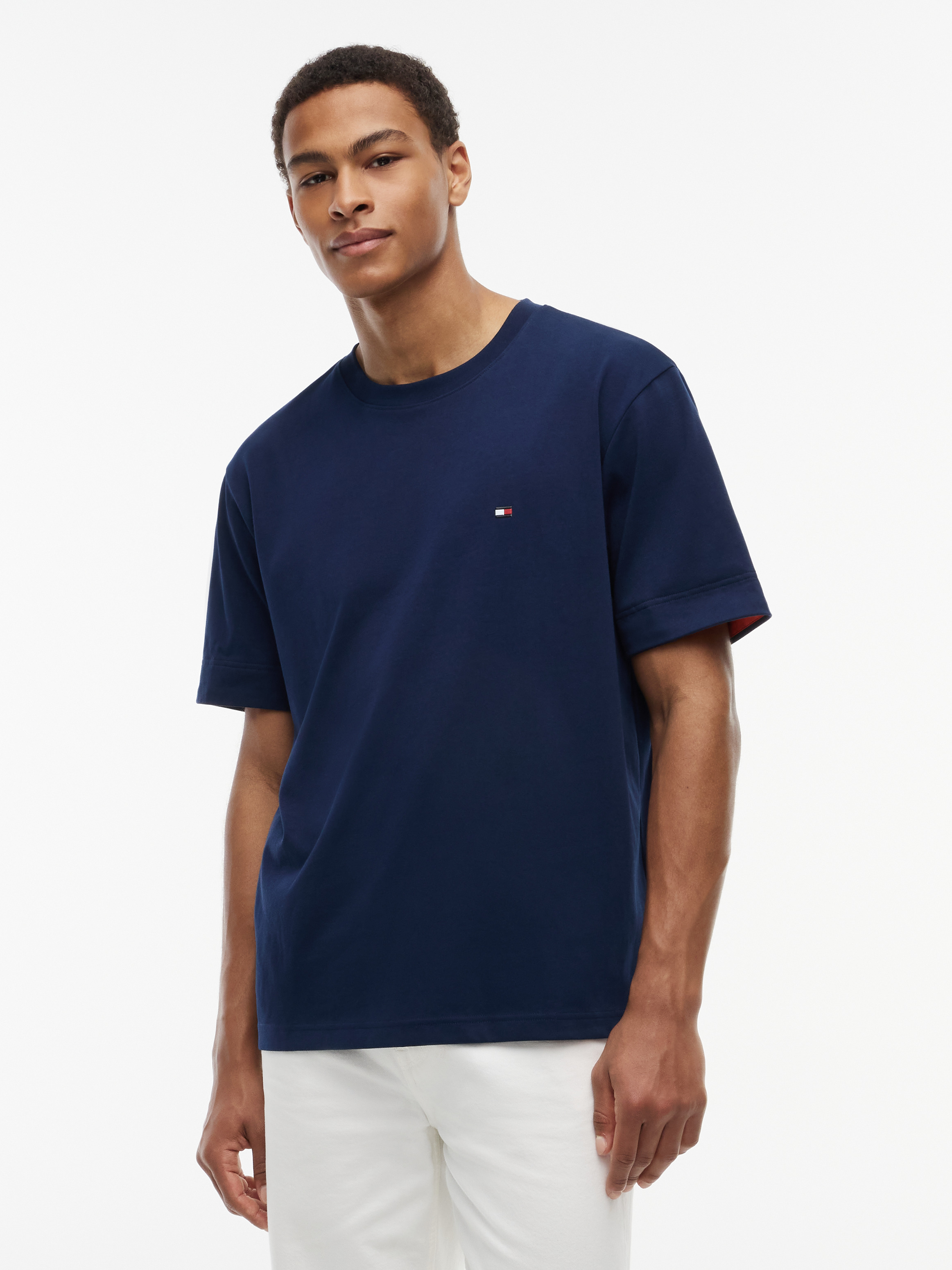 Mixed Texture T-Shirt — Navy