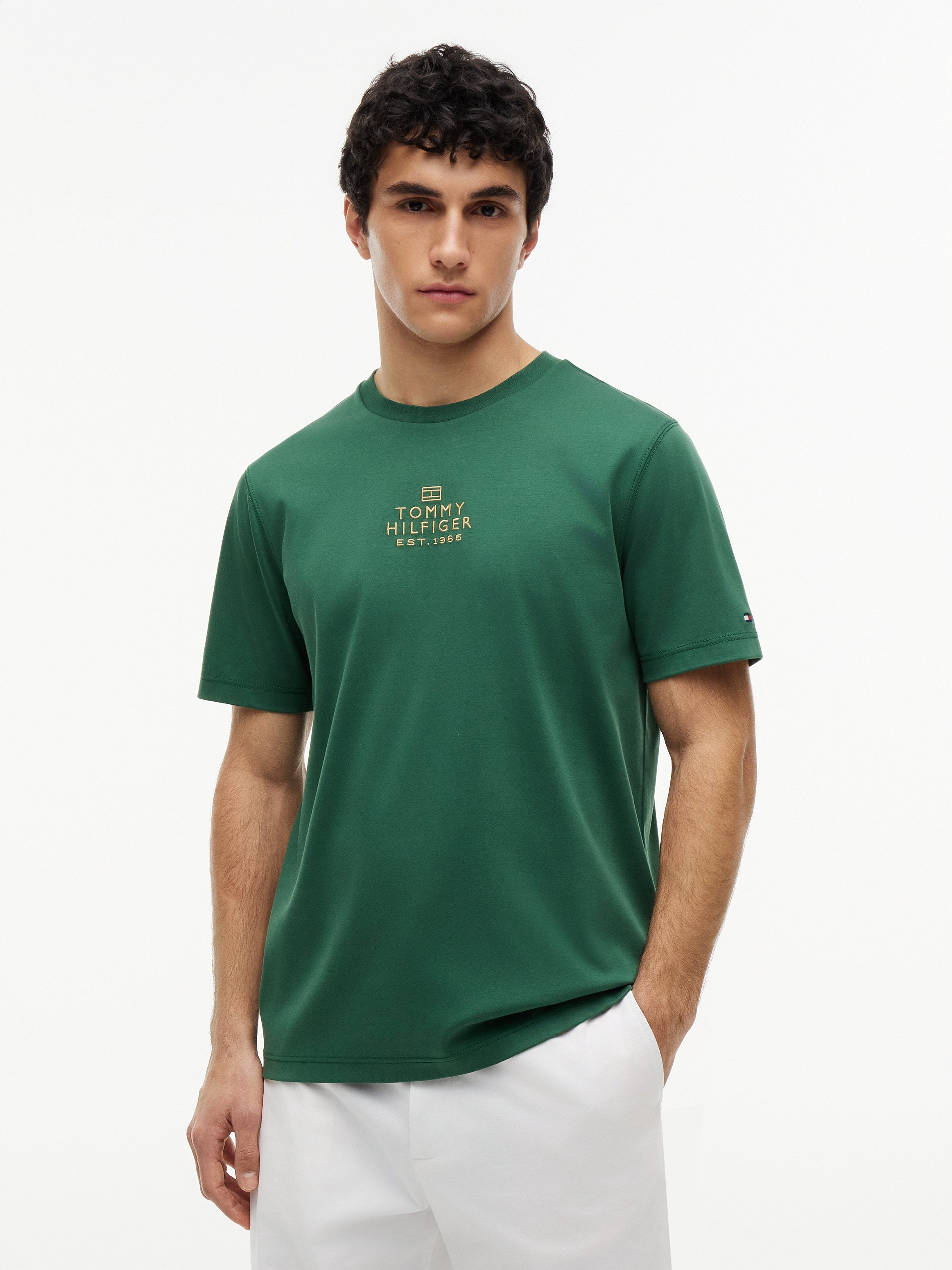 Tonal Logo Embroidery Interlock Knit T-Shirt