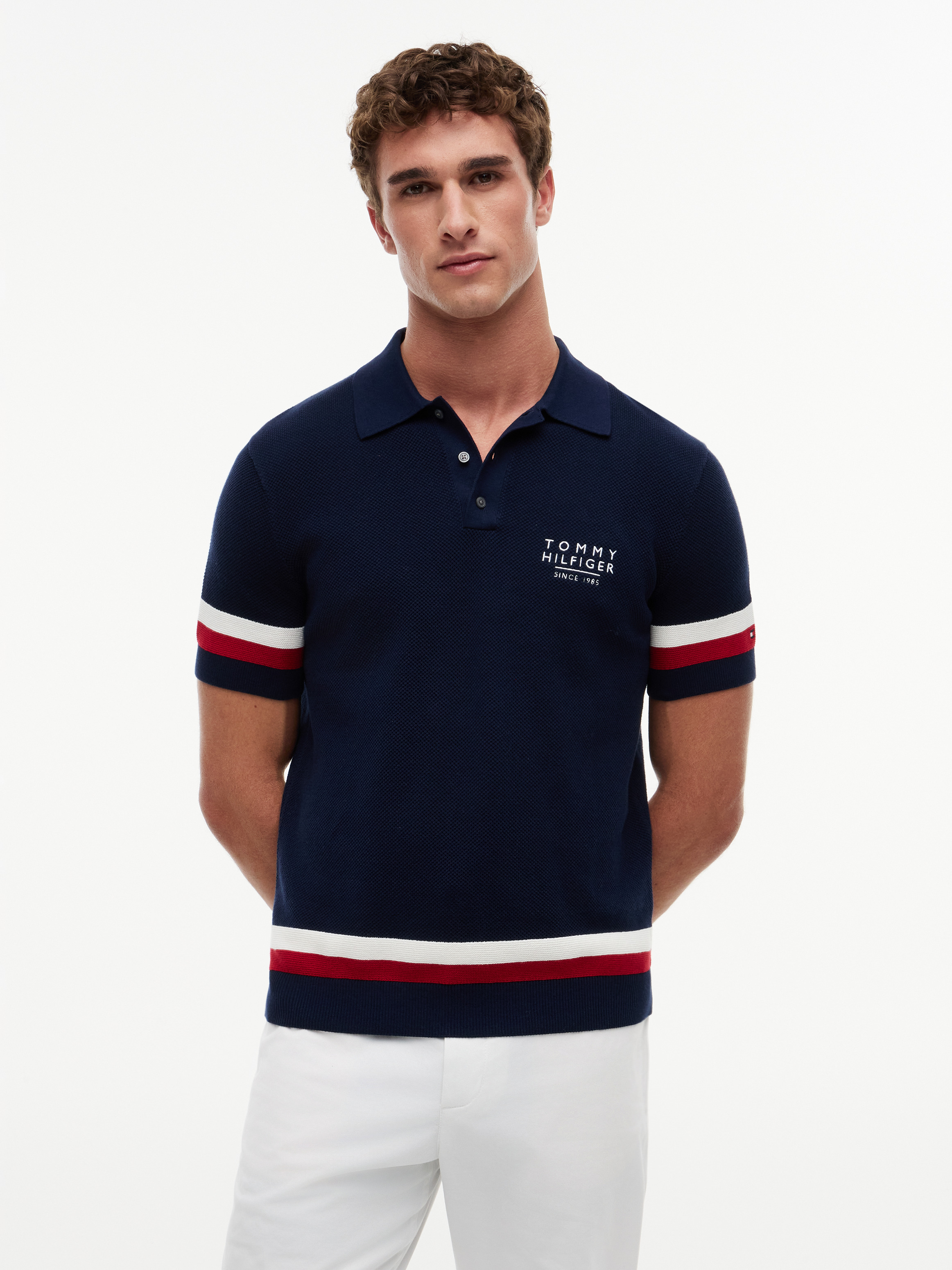 Regular Fit Signature Textured Polo Shirt — Blue