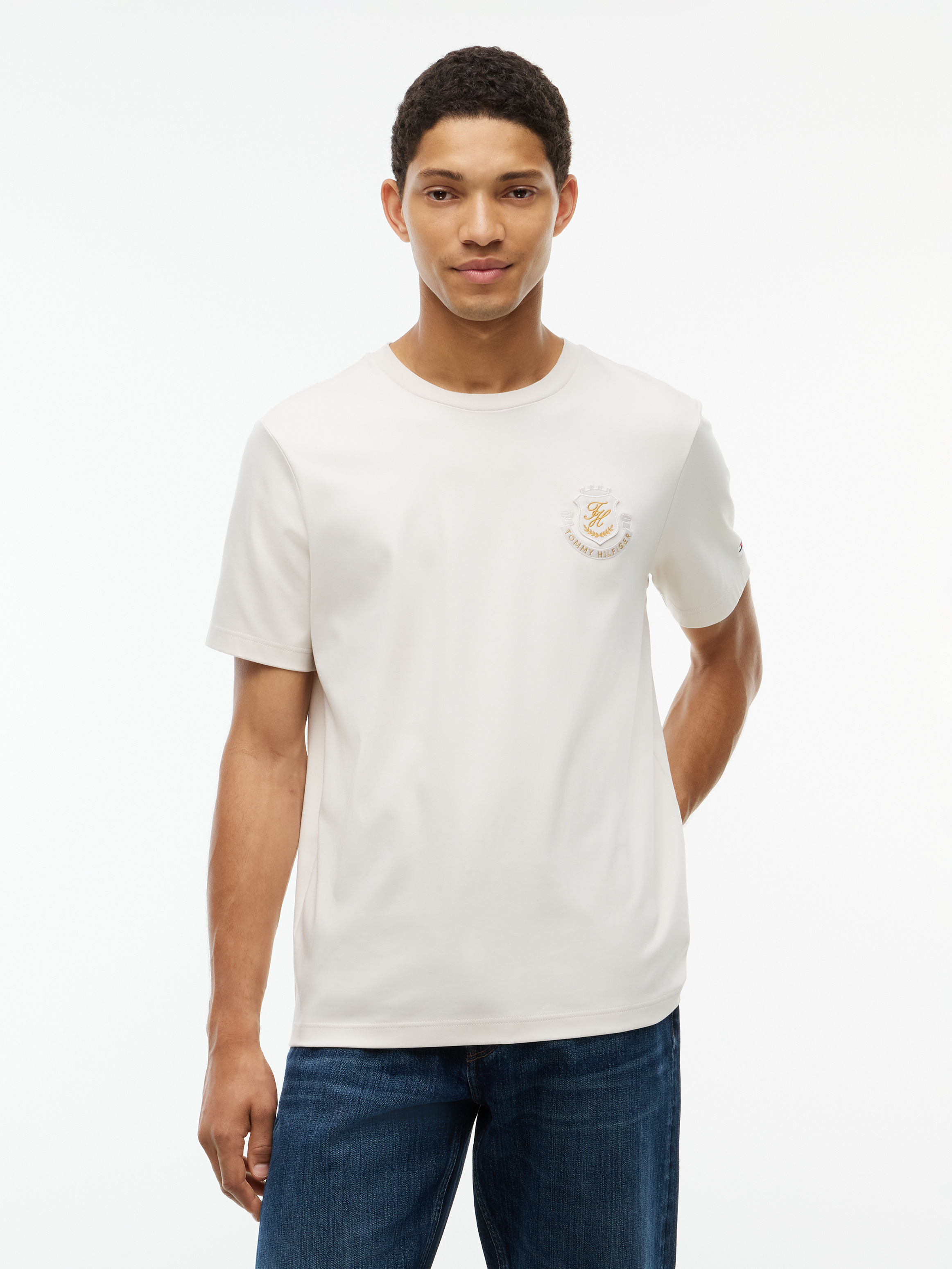 Logo Interlock Knit T-Shirt — White