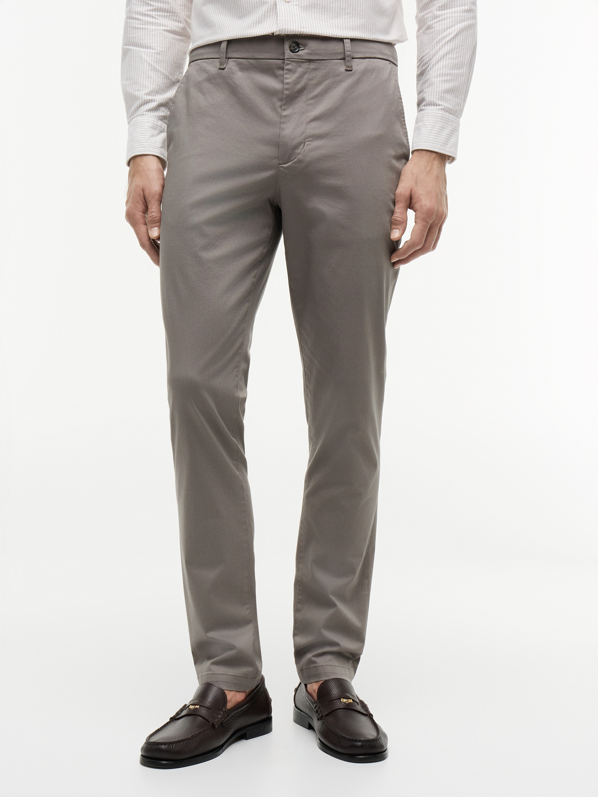 Bleecker Slim Textured Chinos — Grey