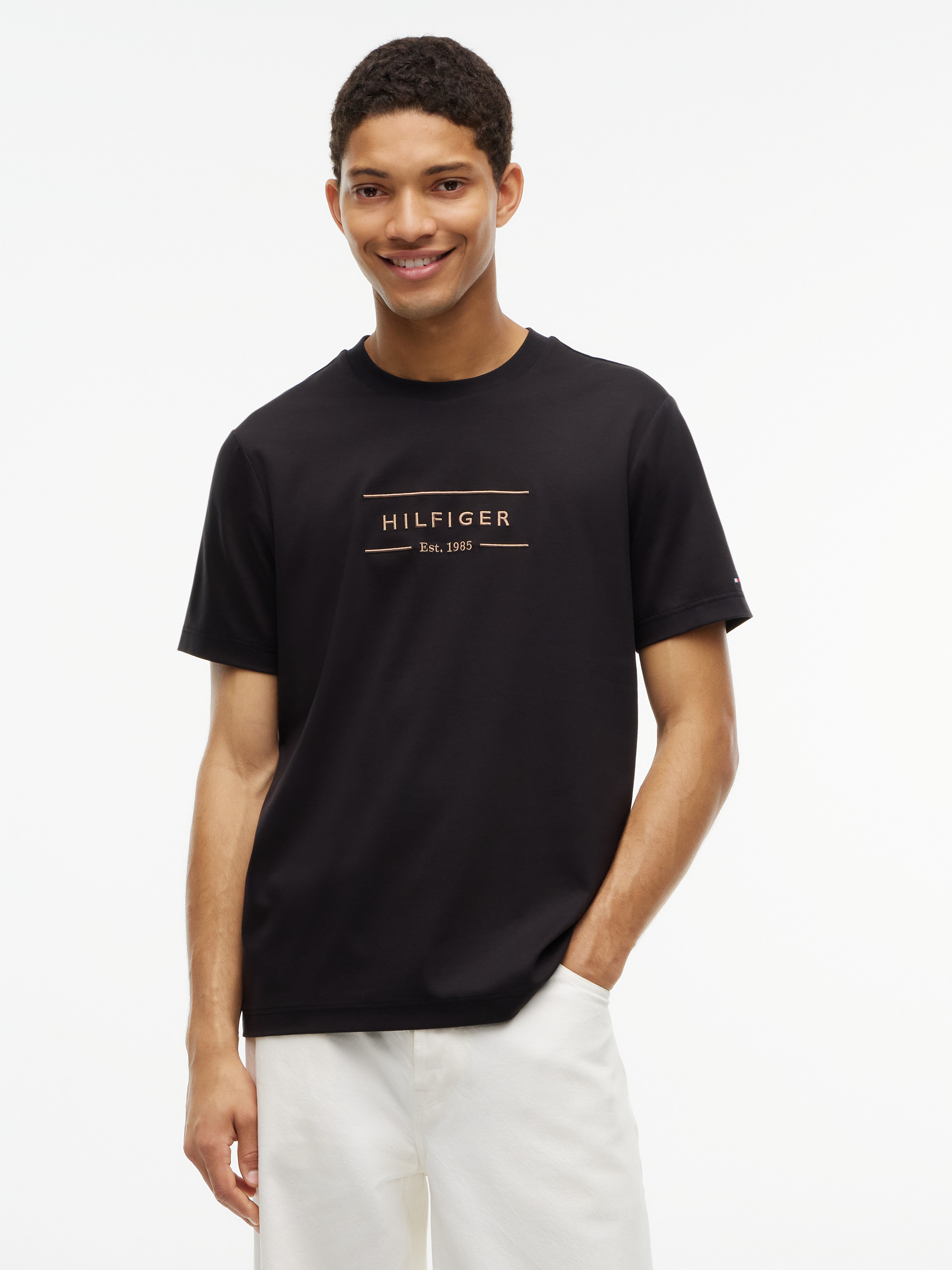 Logo Interlock Knit T-Shirt — Black