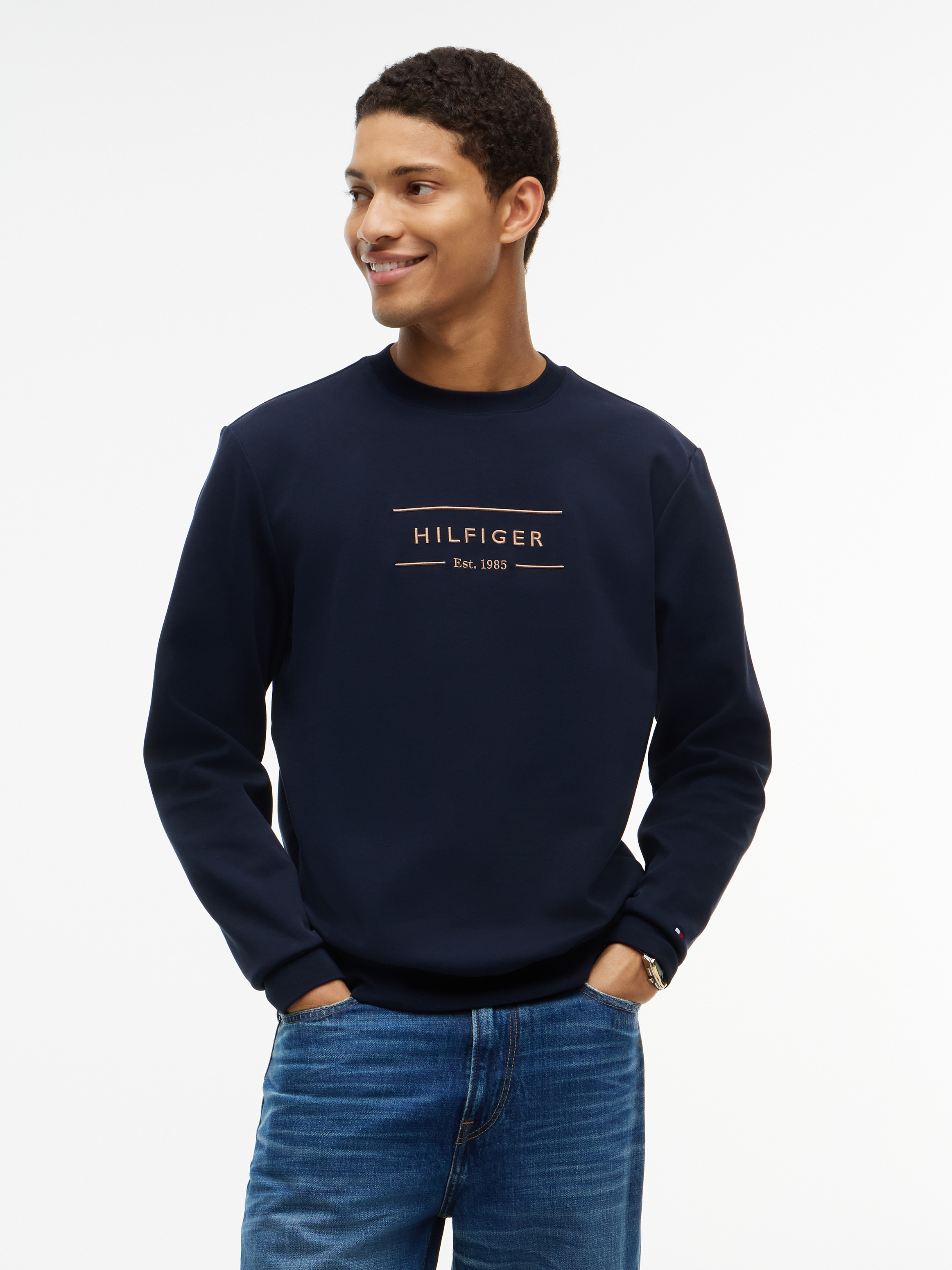 Logo Intechno Knit Sweatshirt — Navy