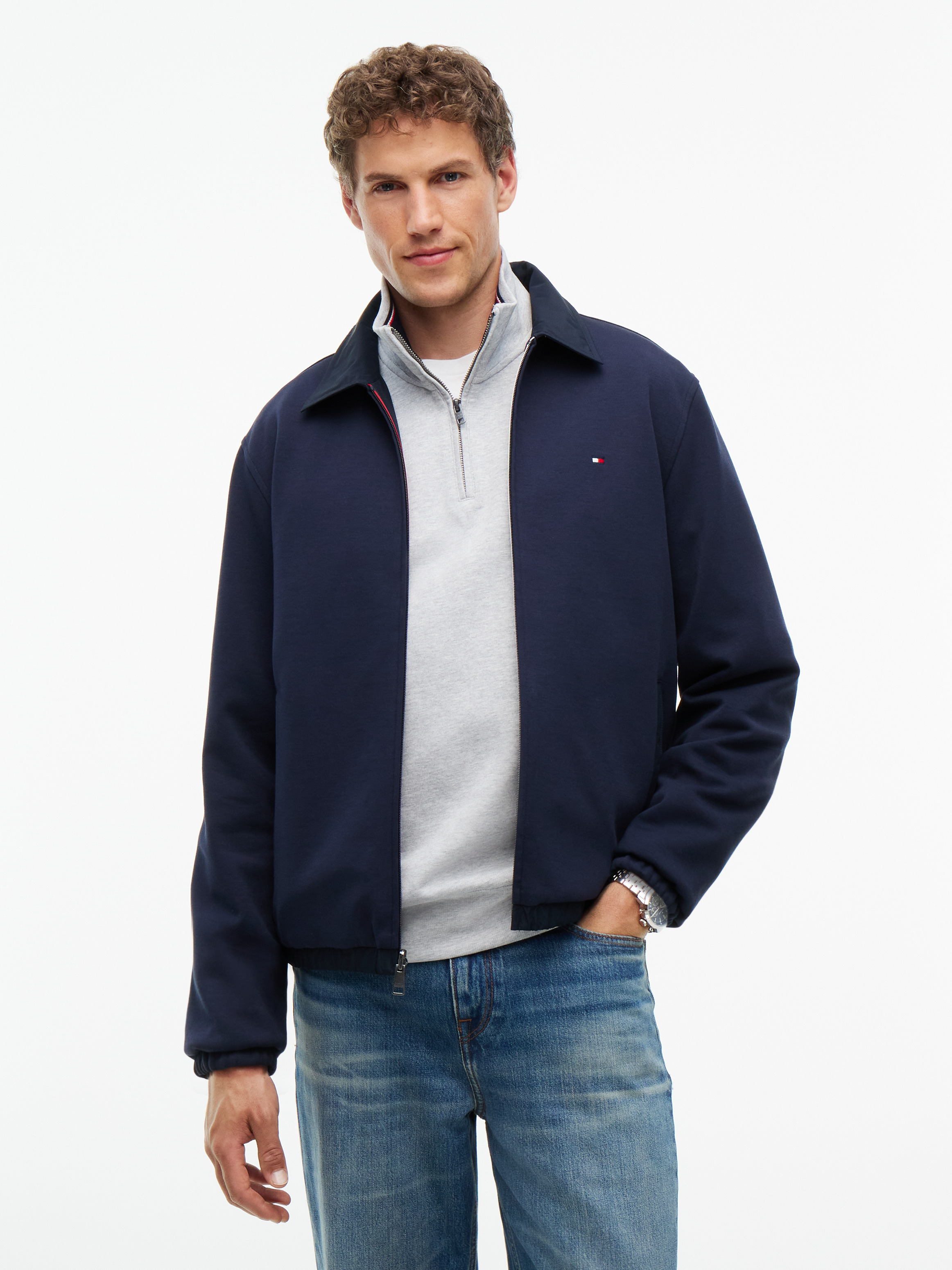 Intechno Knit Reversible Zip-Thru Jacket — Navy
