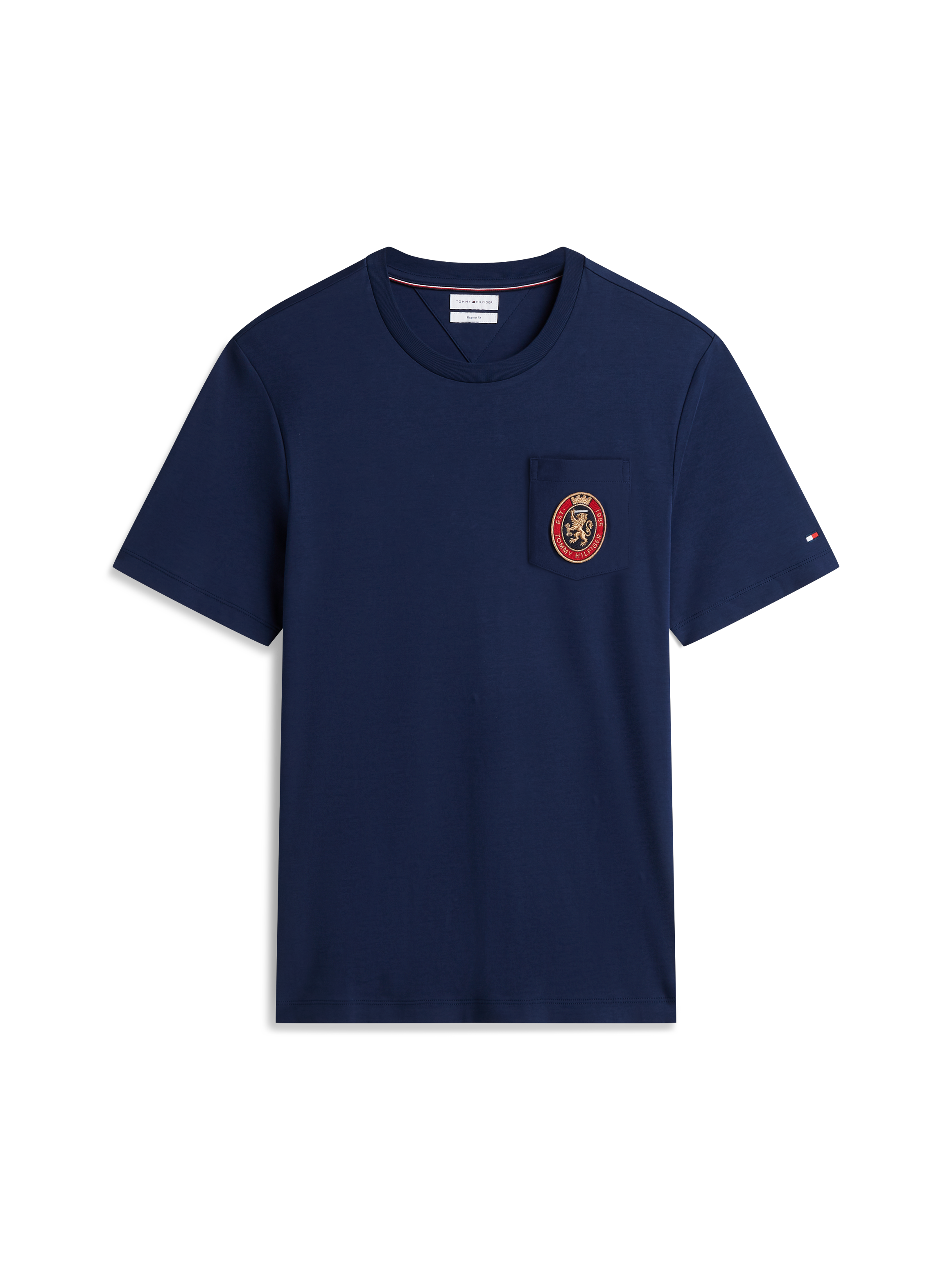 Crest Pocket Fluid Cotton T-Shirt — Carbon Navy