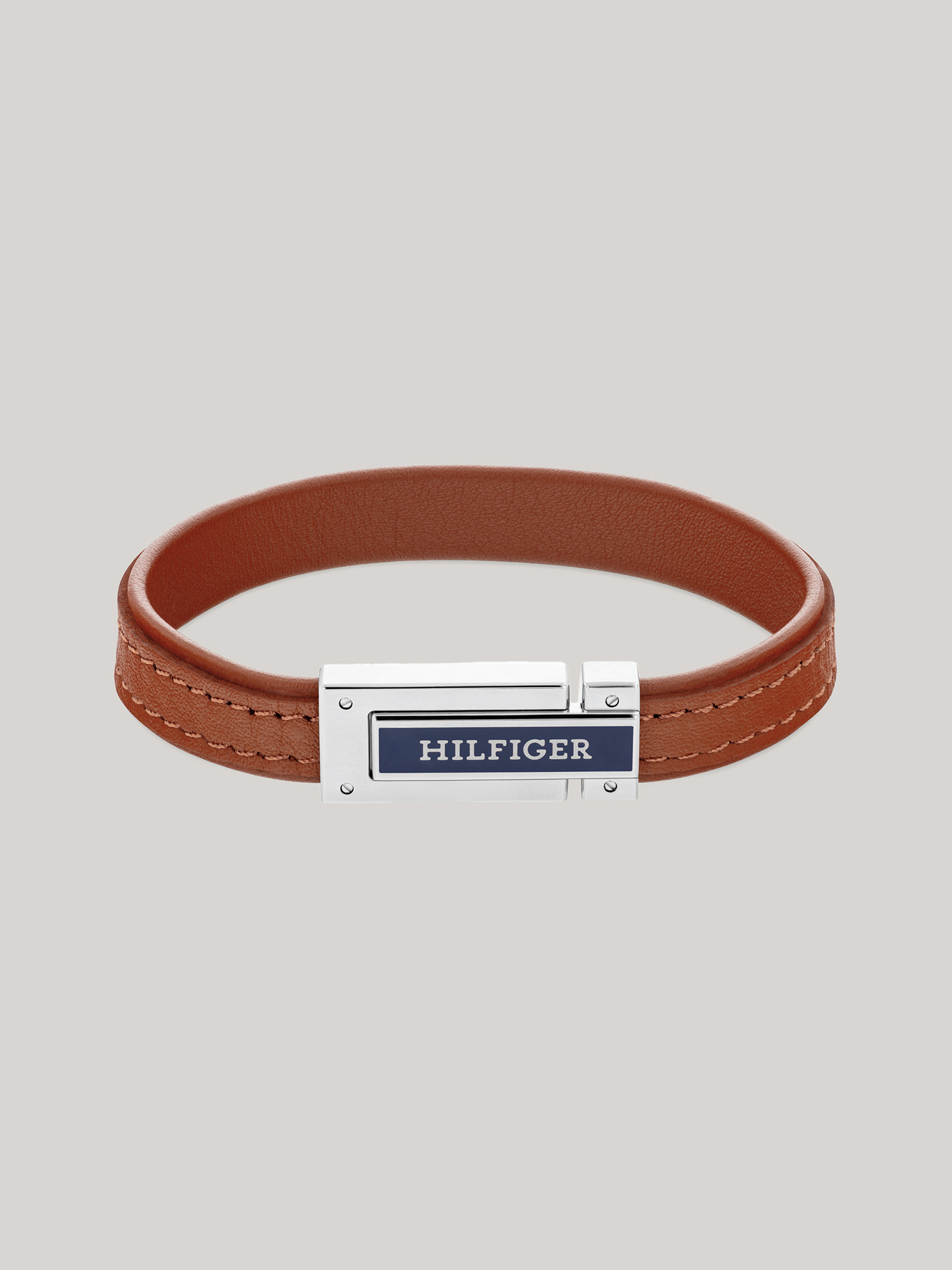 Fold-Over Clasp Leather Bracelet