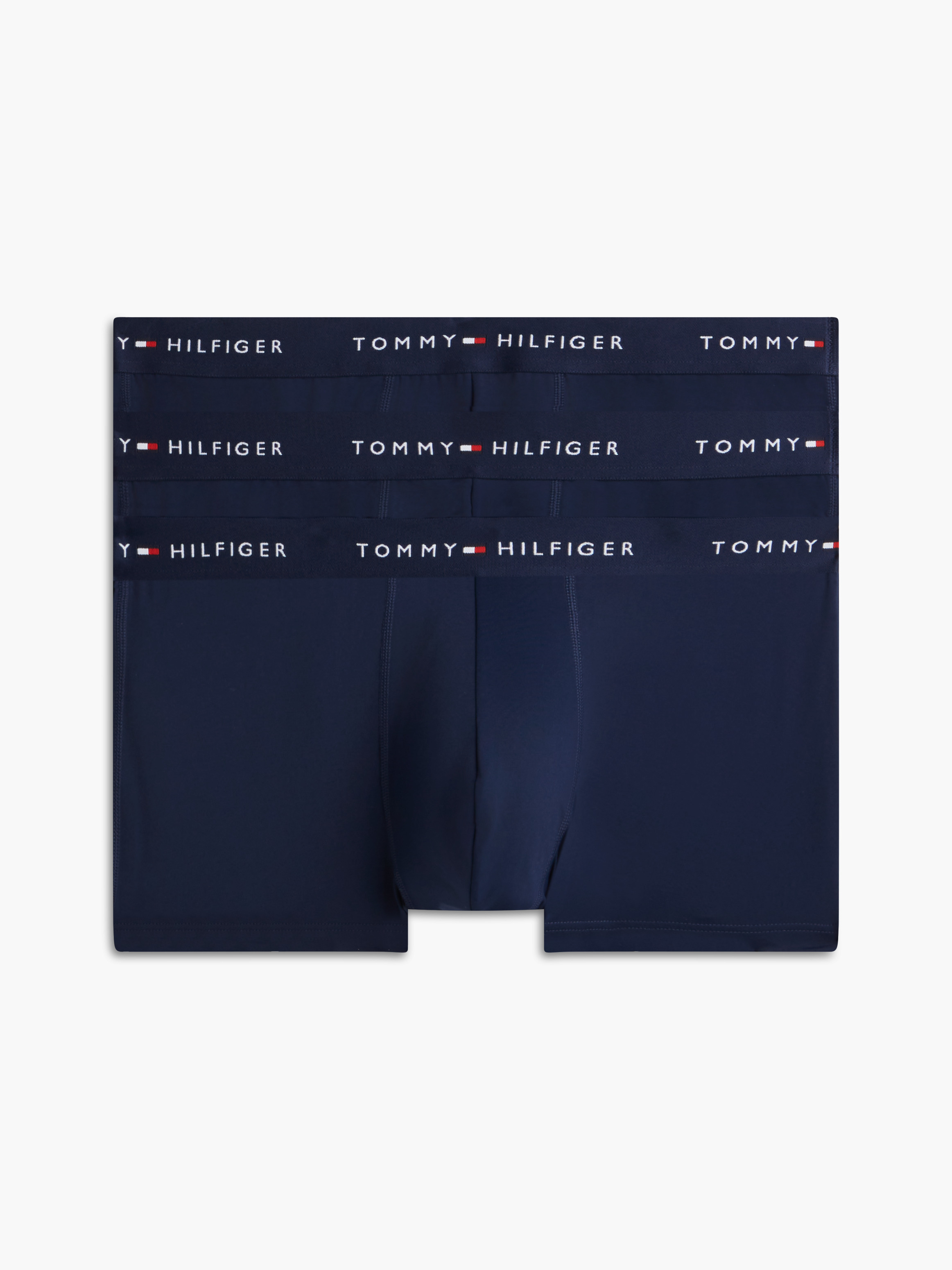 3-Pack Essential Signature Waistband Low Rise Trunks — Navy