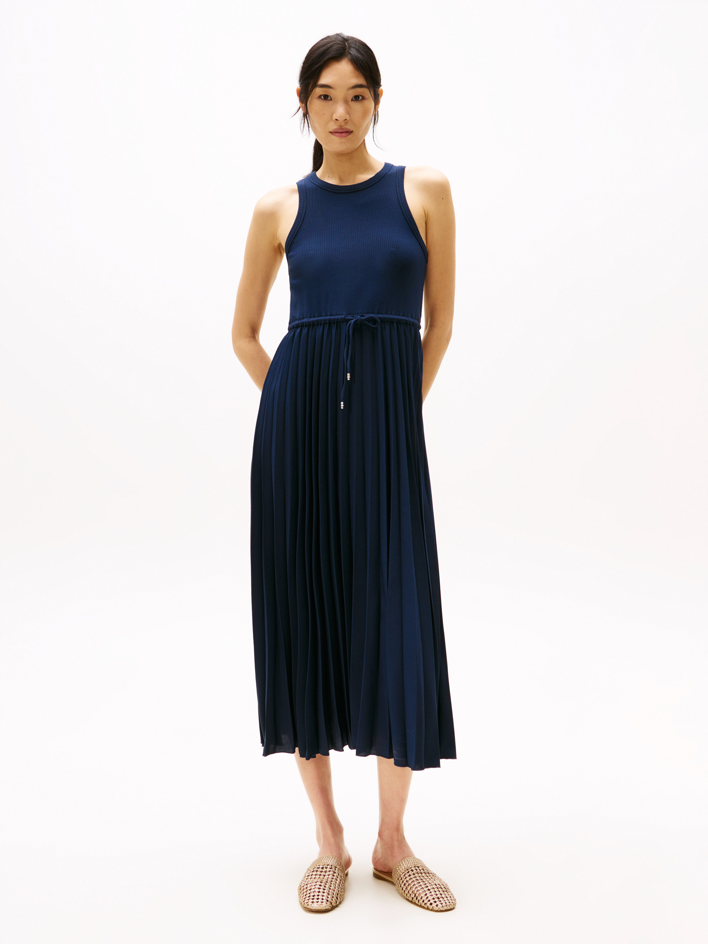 Sleeveless Pleated Midi Dress