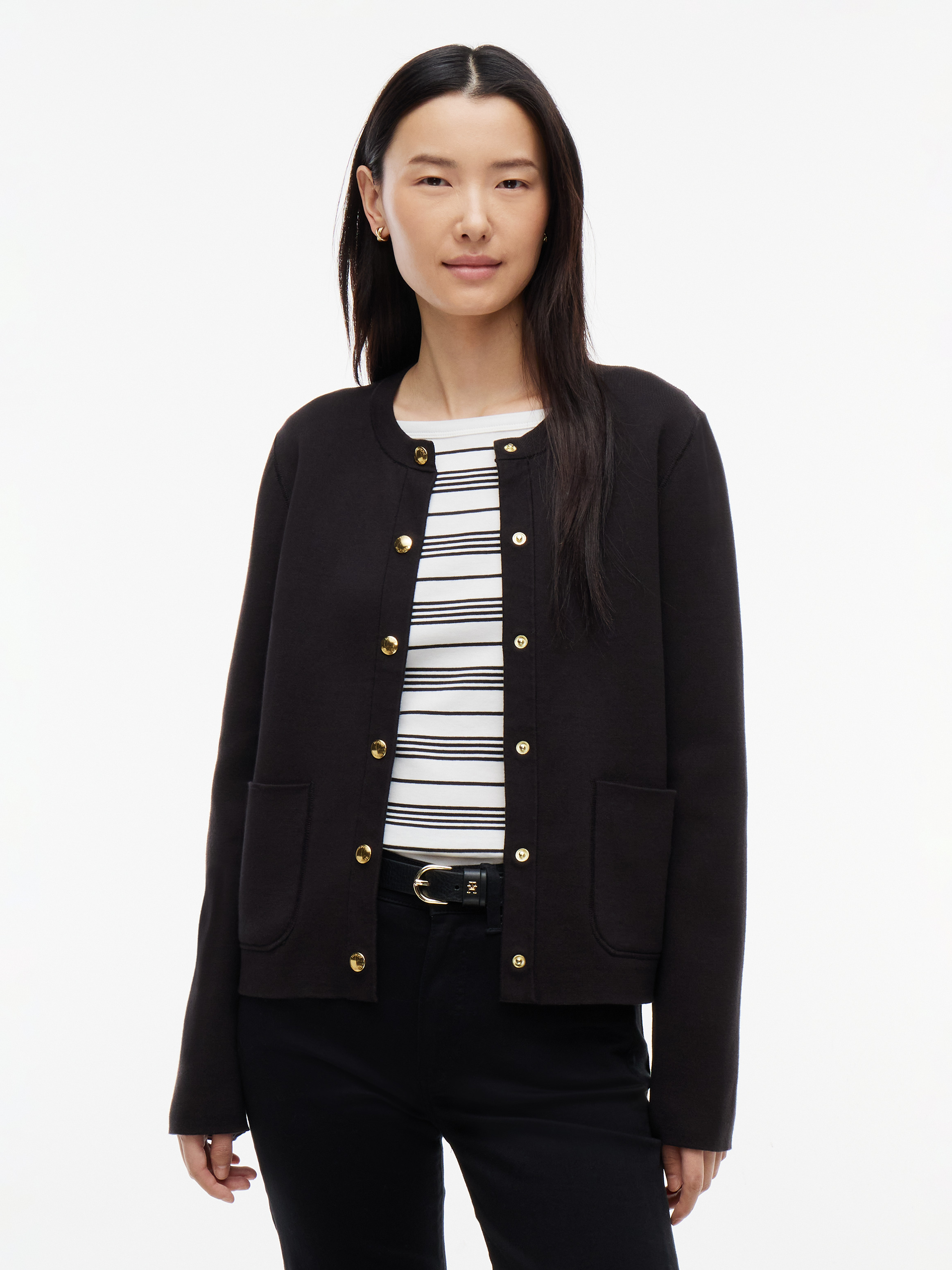 Premium Knit Reversible Jersey Cardigan — Black