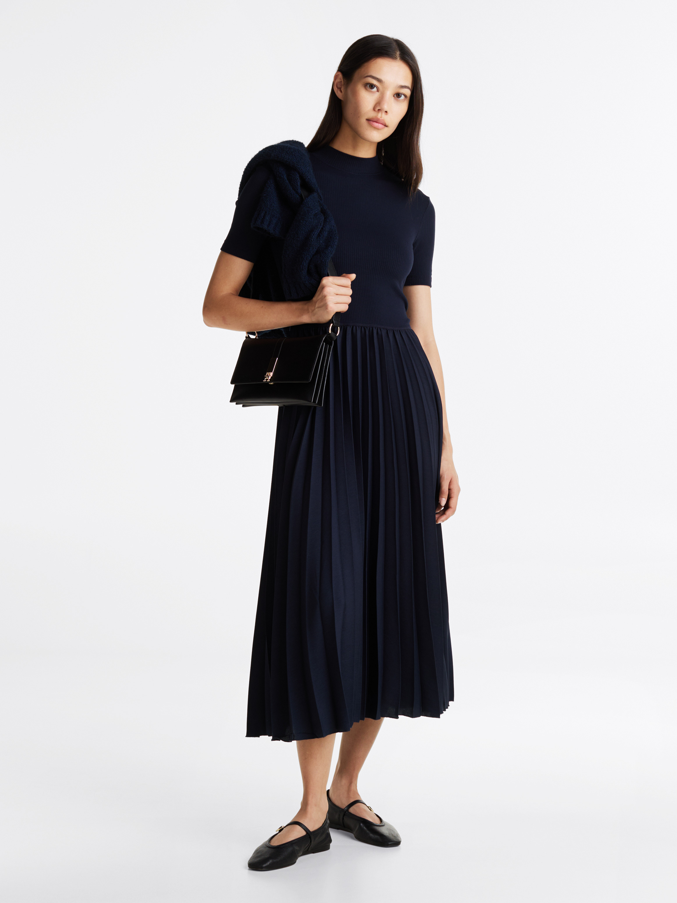 Pleated Midi Fit and Flare Dress