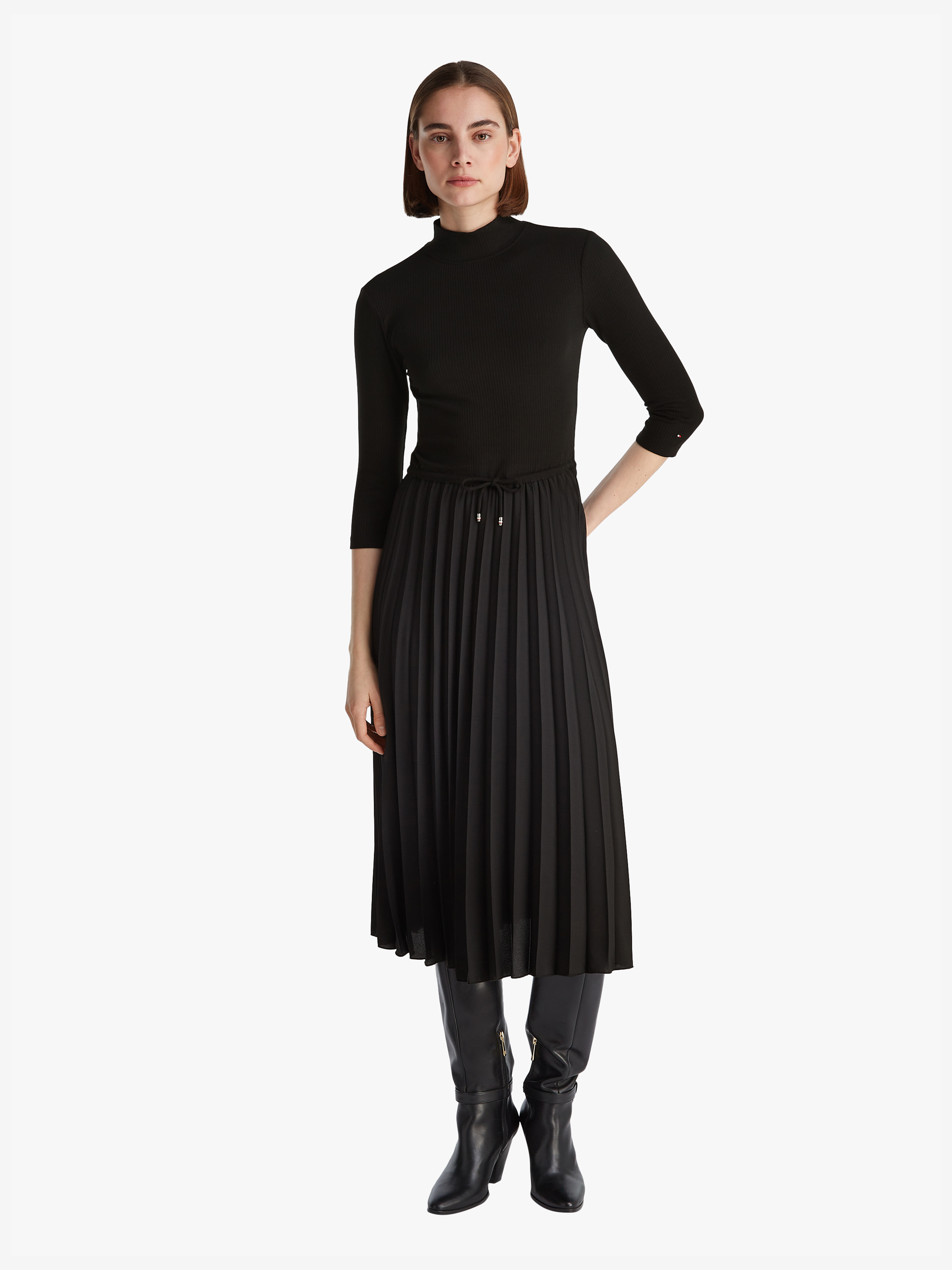 Pleated Midi Fit and Flare Dress