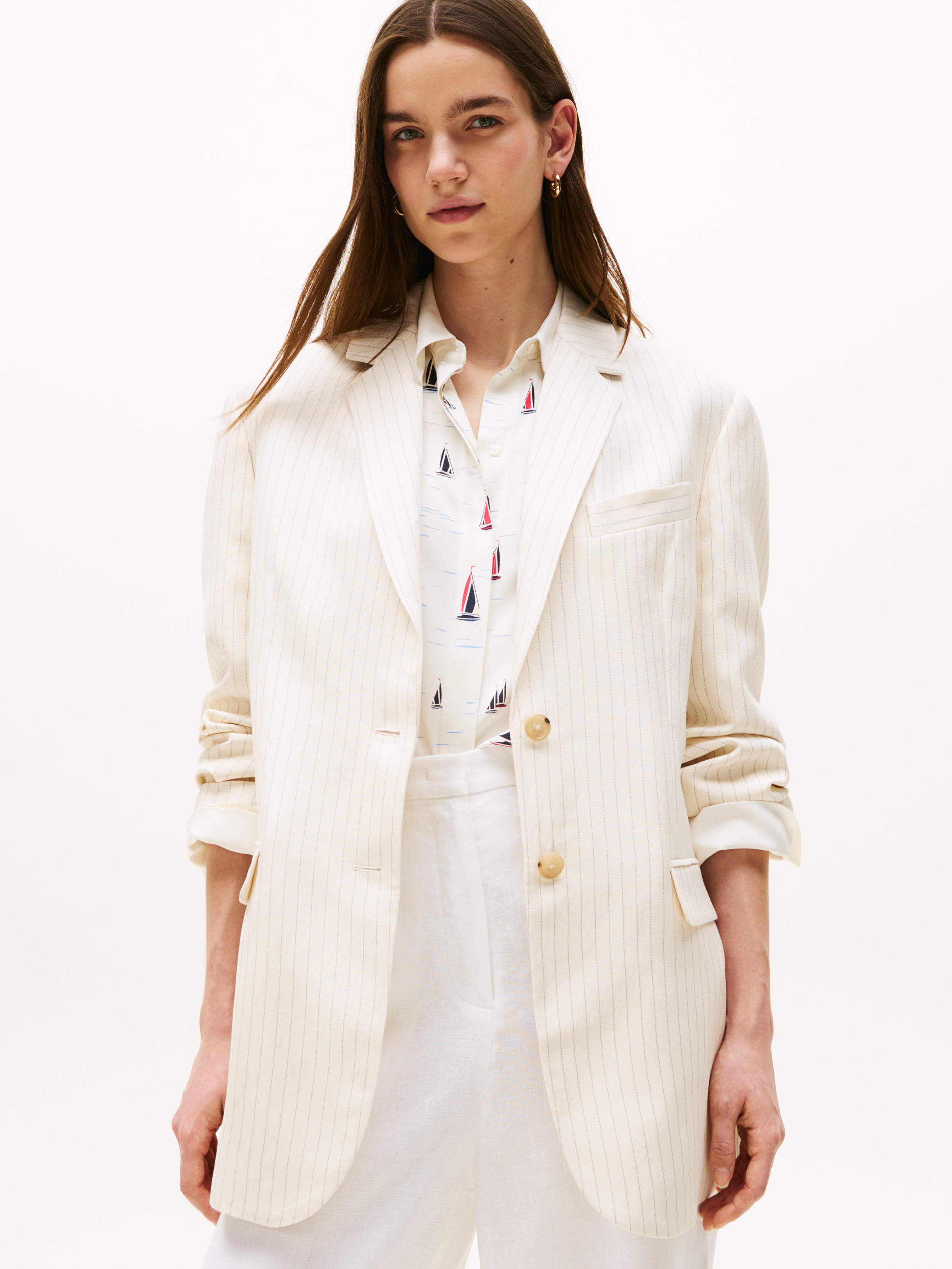 Pinstripe Relaxed Fit Blazer