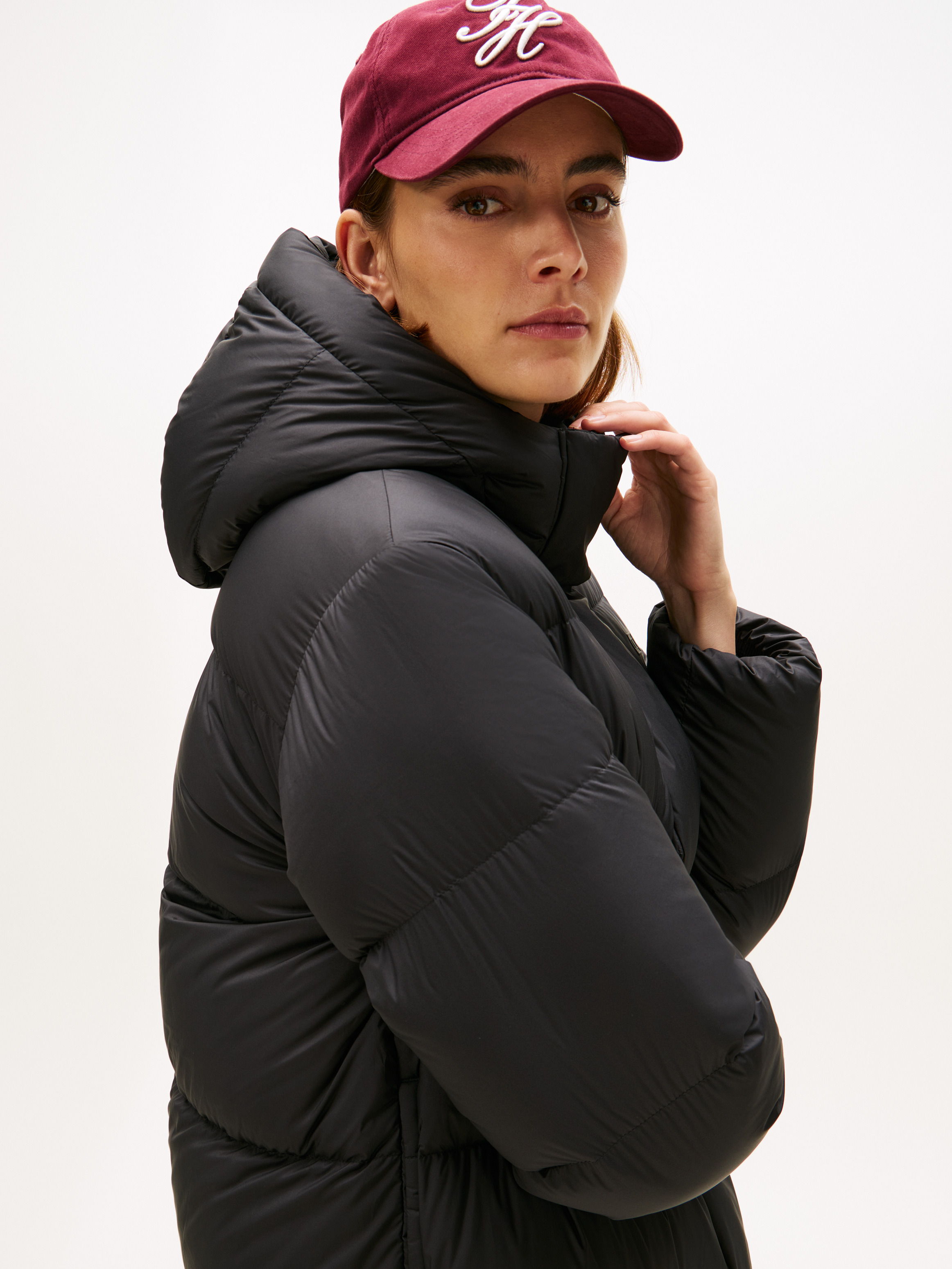 Water Repellent Down Hooded Coat