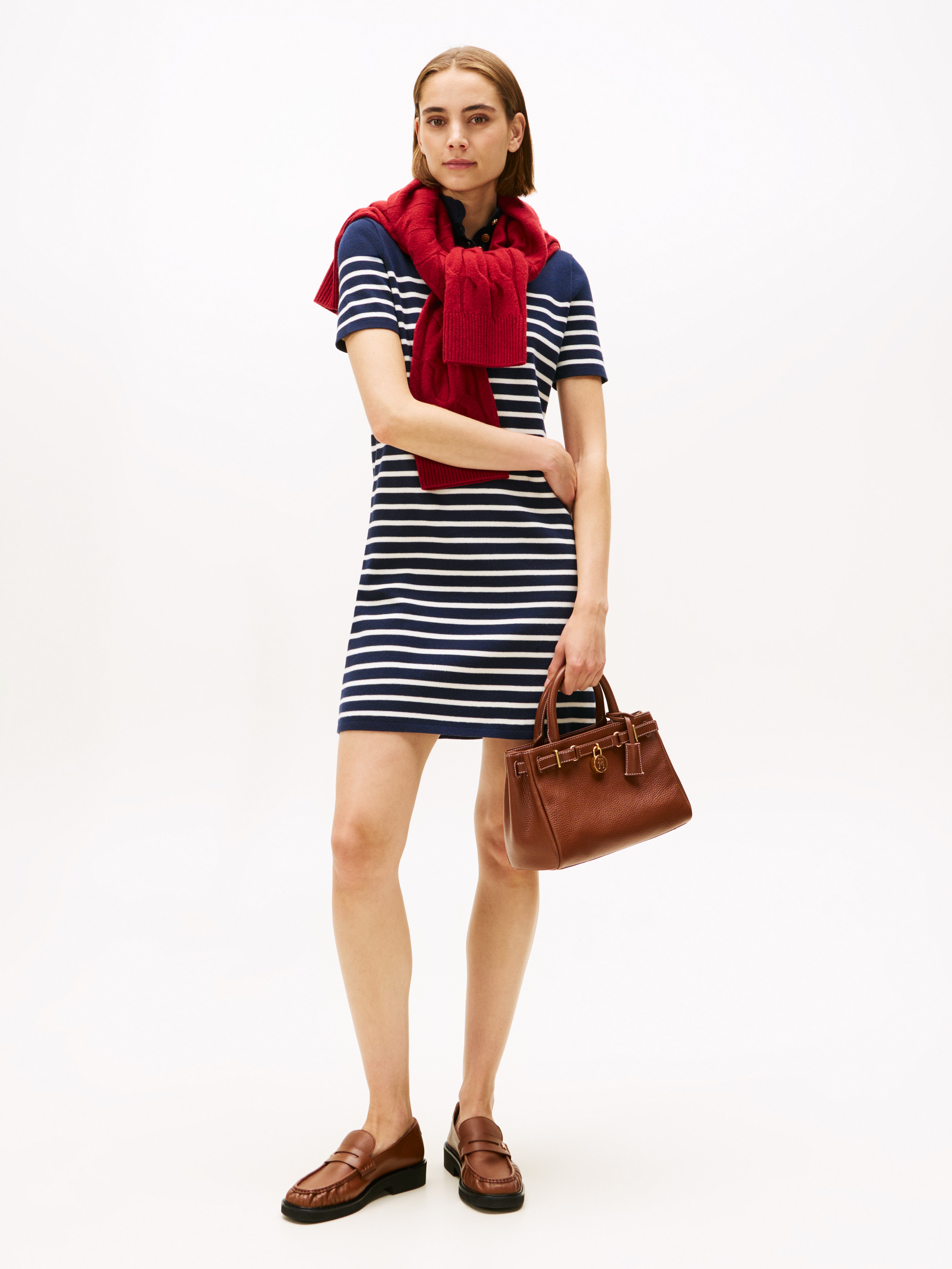 Jersey Mock Neck Mini Jumper Dress
