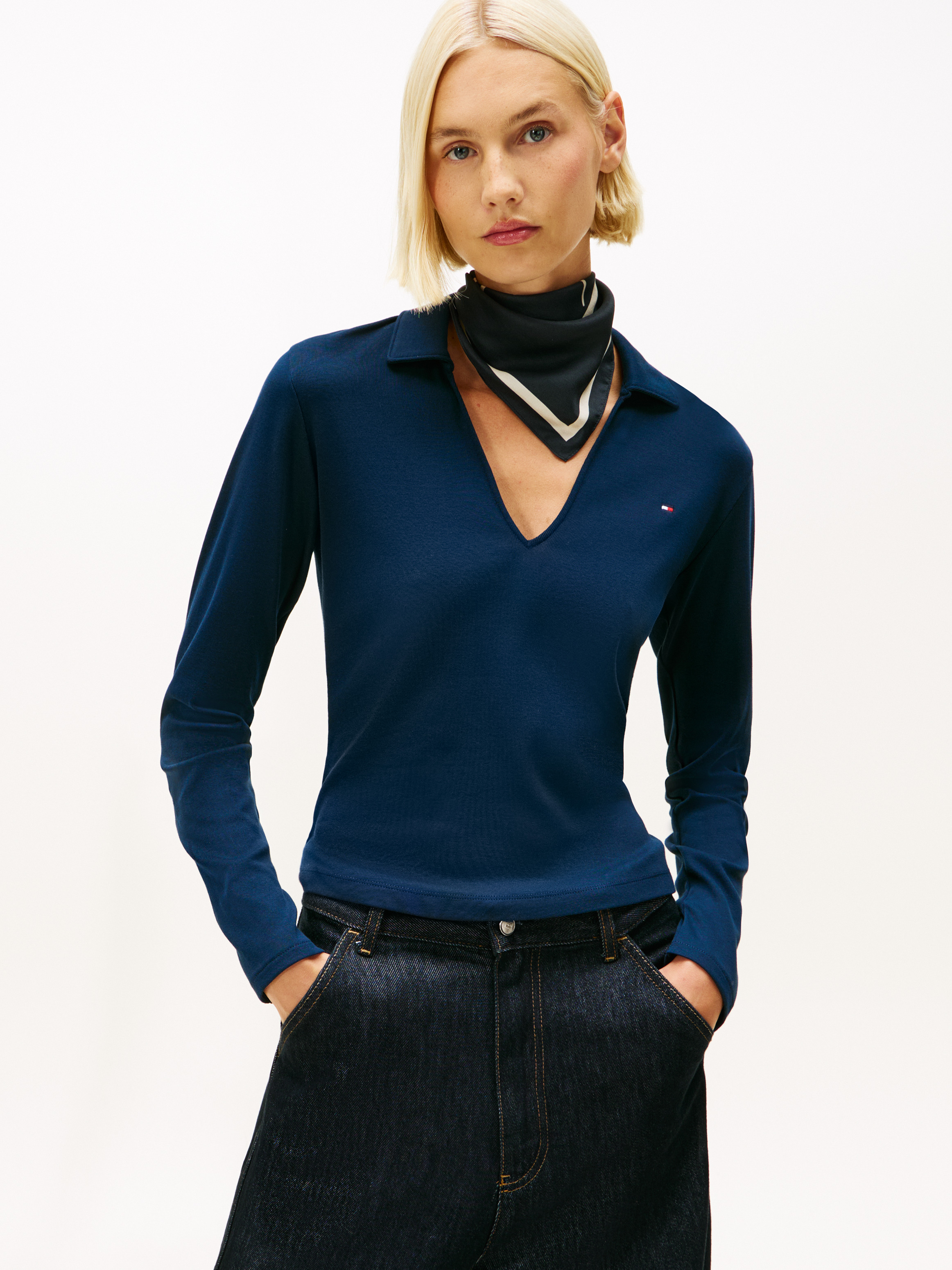 Slim Fit Long Sleeve Polo T-Shirt